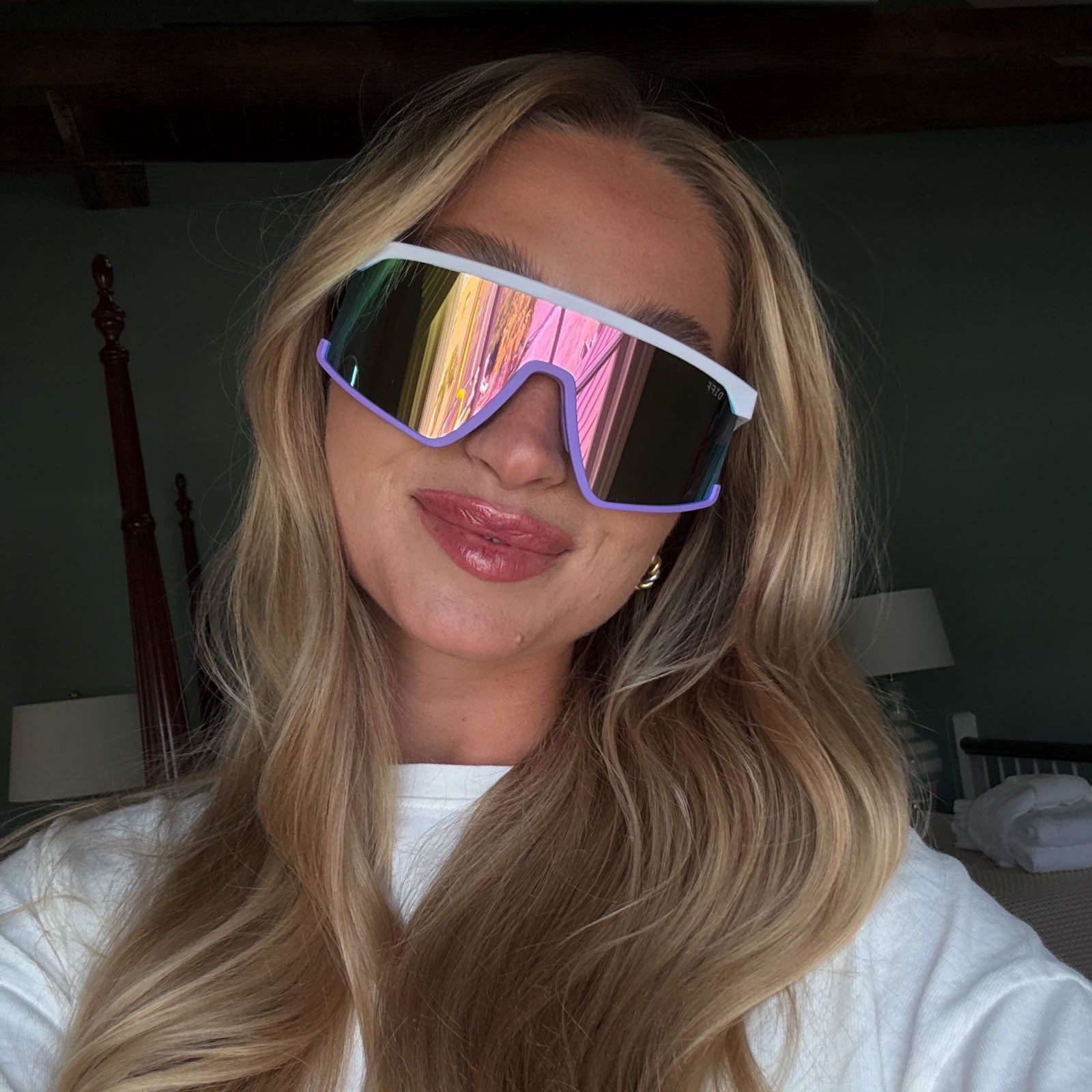 SPIKE - MATTE WHITE + LAVENDER + SHERBET RAINBOW MIRROR + POLARIZED SUNGLASSES - Image 10