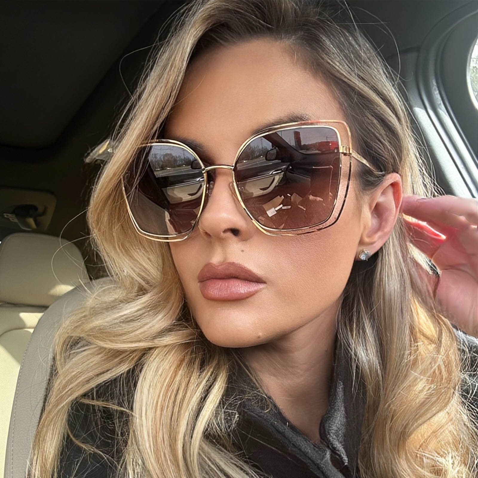 JACQUELINE - GOLD + BROWN GRADIENT SUNGLASSES - Image 11