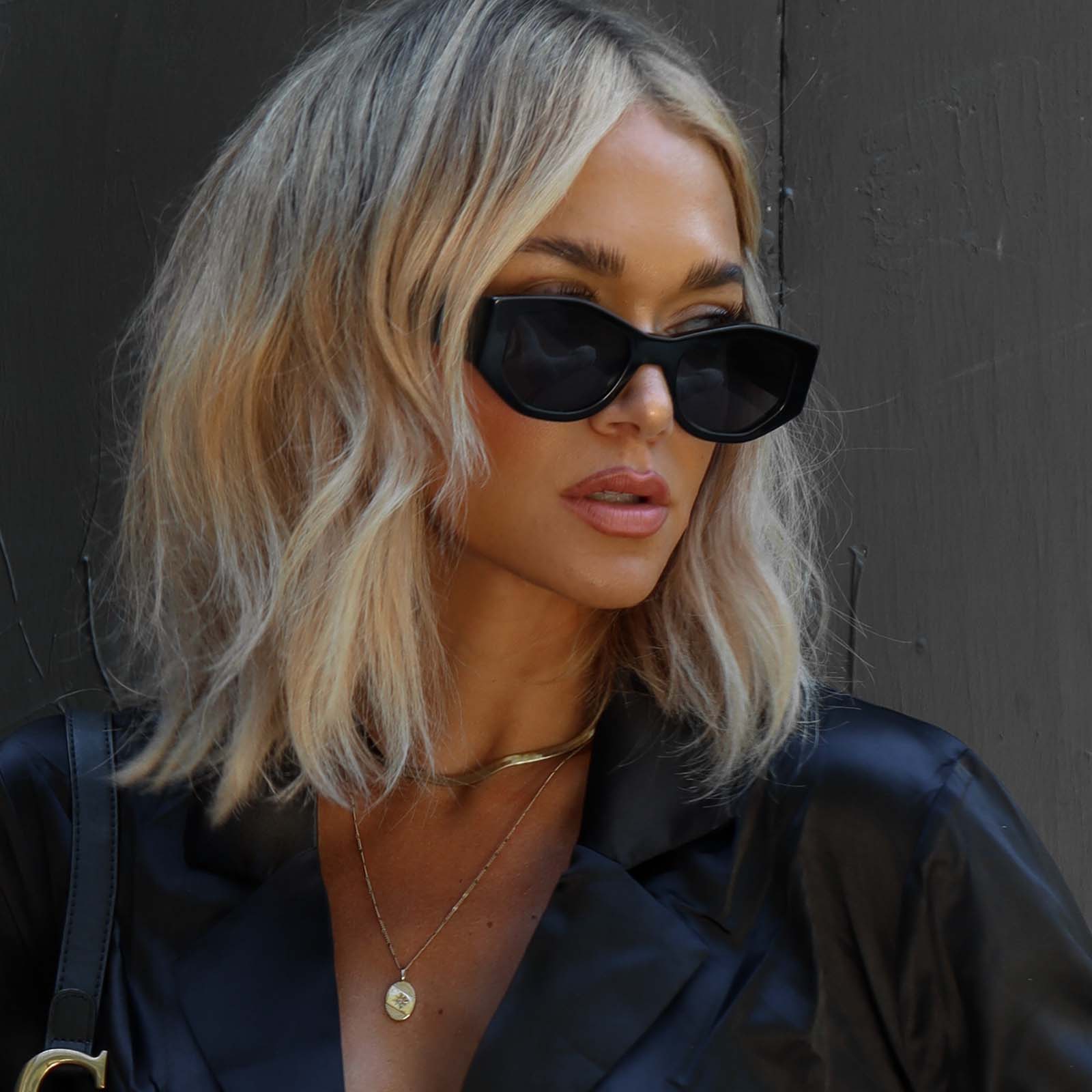 ZOE - BLACK + GREY POLARIZED SUNGLASSES - Image 9