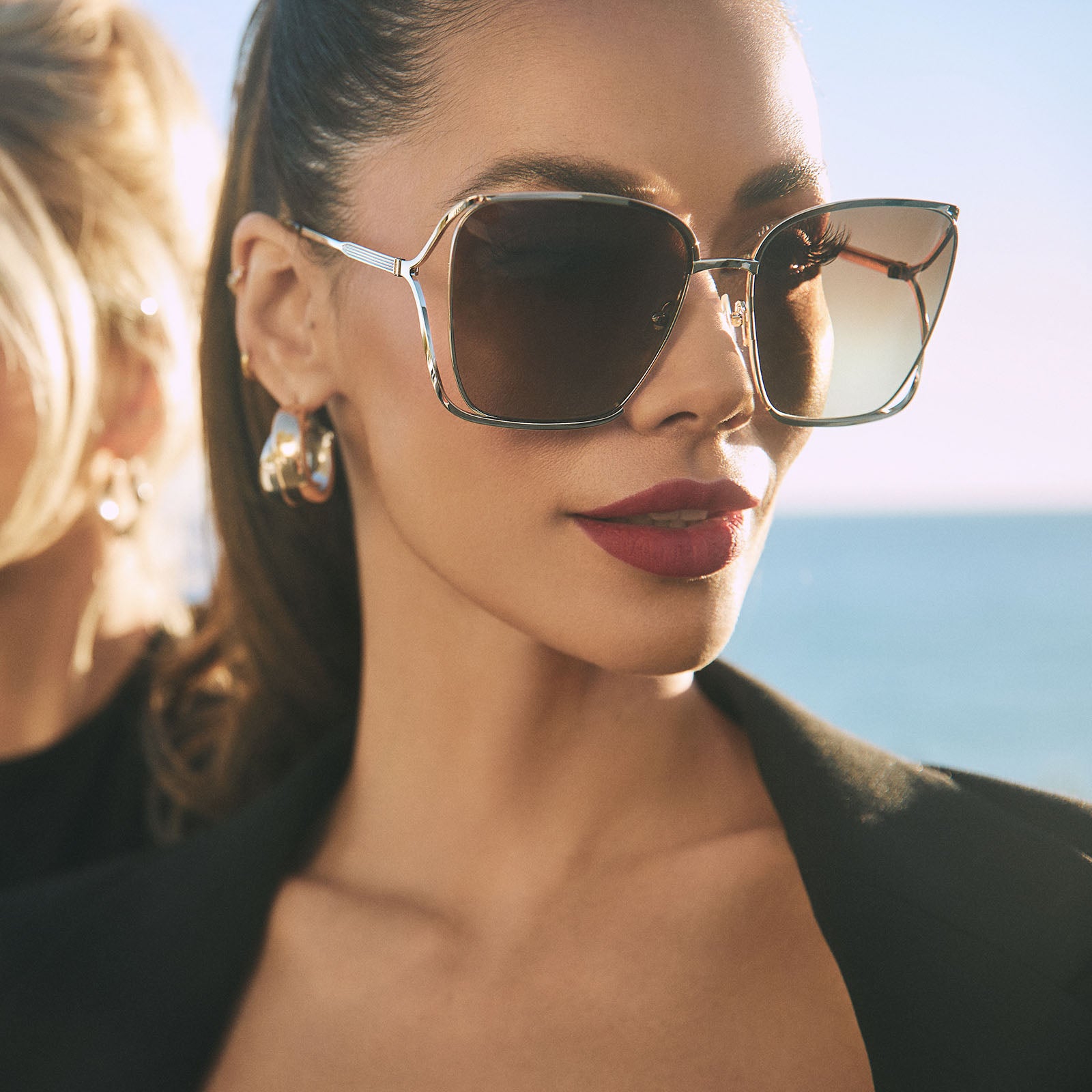 FRANCESCA - GOLD WITH DARK TORTOISE + BROWN GRADIENT POLARIZED SUNGLASSES - Image 5