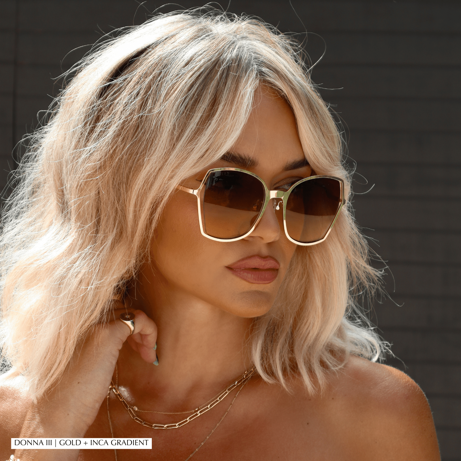 DONNA III - GOLD + BROWN GRADIENT POLARIZED SUNGLASSES - Image 9
