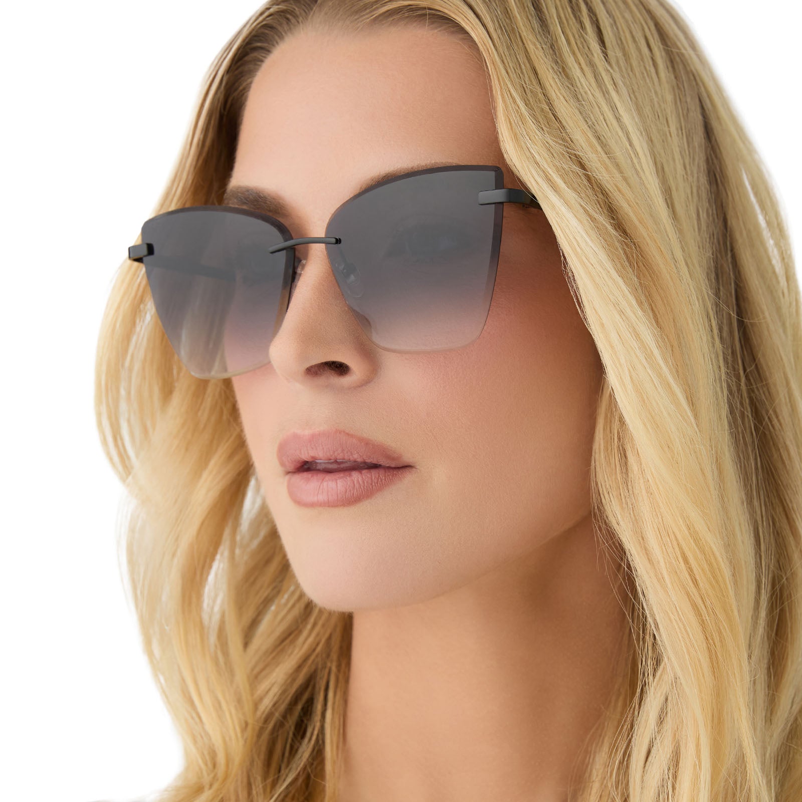BECKY V - BLACK + GREY GRADIENT SUNGLASSES - Image 6