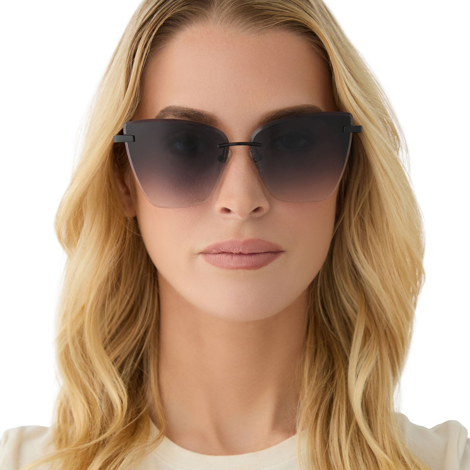 BECKY V - BLACK + GREY GRADIENT SUNGLASSES - Image 5