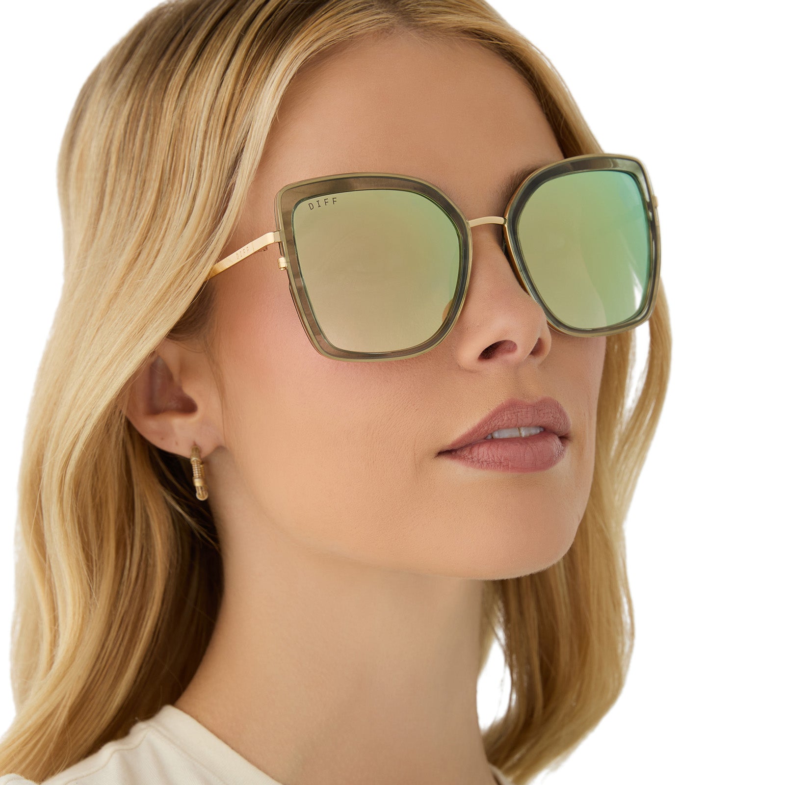 CLARISSE - GOLD + COOL MATCHA MIRROR SUNGLASSES - Image 7