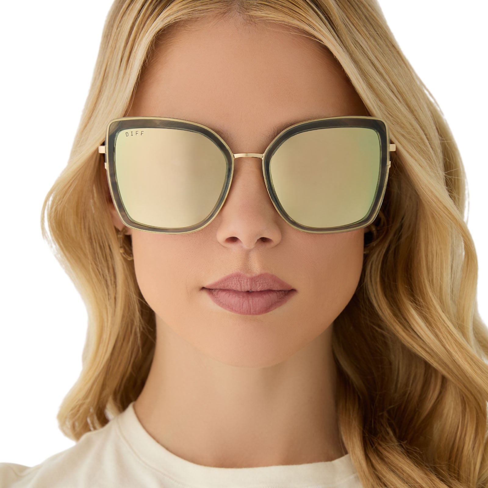 CLARISSE - GOLD + COOL MATCHA MIRROR SUNGLASSES - Image 8