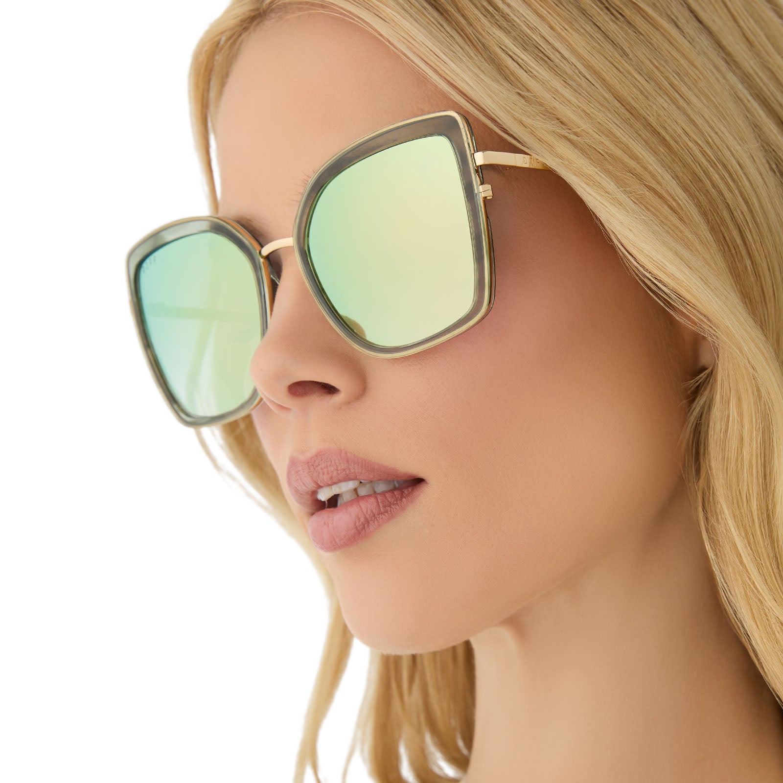 CLARISSE - GOLD + COOL MATCHA MIRROR SUNGLASSES - Image 10