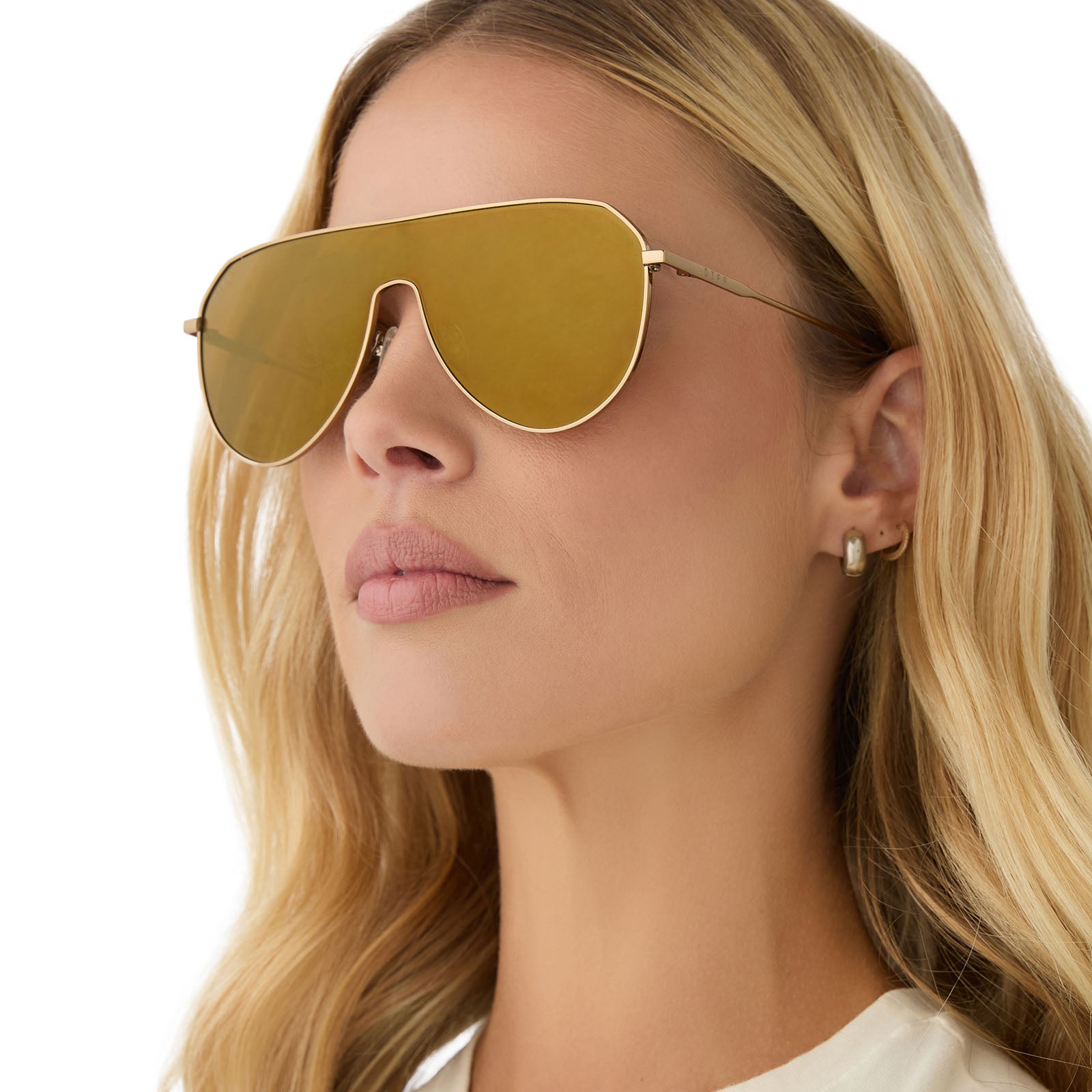 DASH SHIELD - COPPER METAL + BROWN GOLD FLASH SUNGLASSES - Image 8