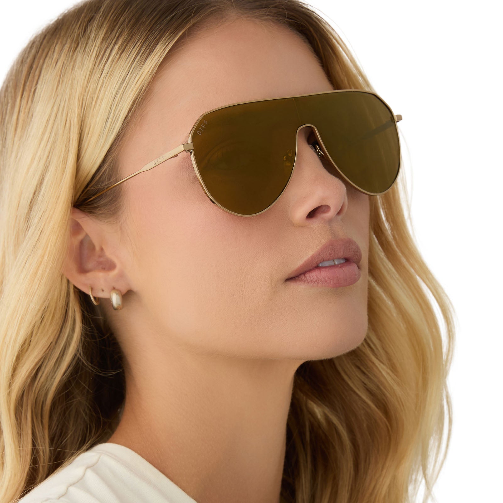 DASH SHIELD - COPPER METAL + BROWN GOLD FLASH SUNGLASSES - Image 9