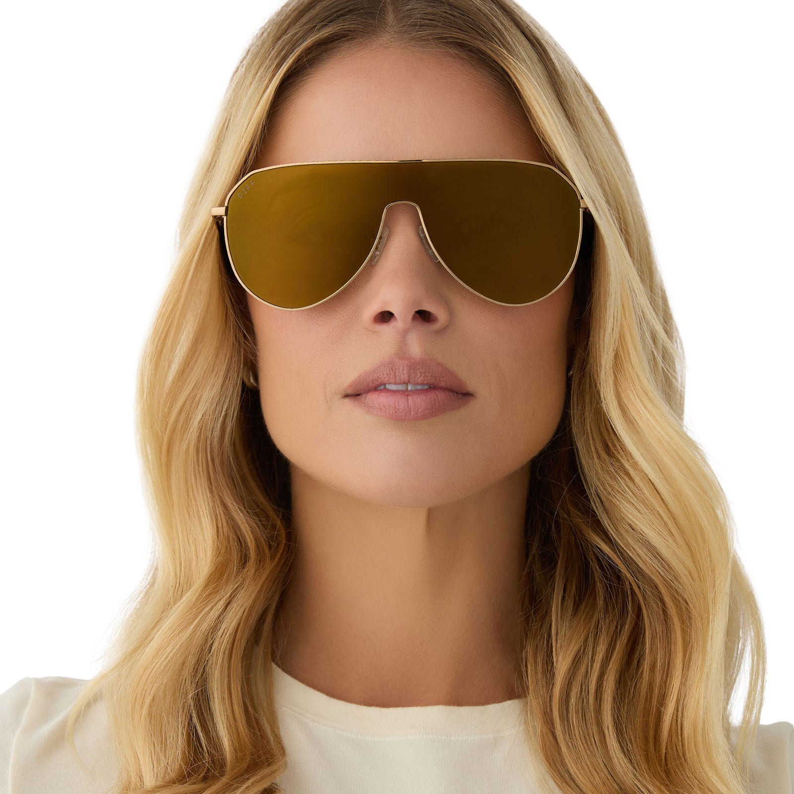 DASH SHIELD - COPPER METAL + BROWN GOLD FLASH SUNGLASSES - Image 10