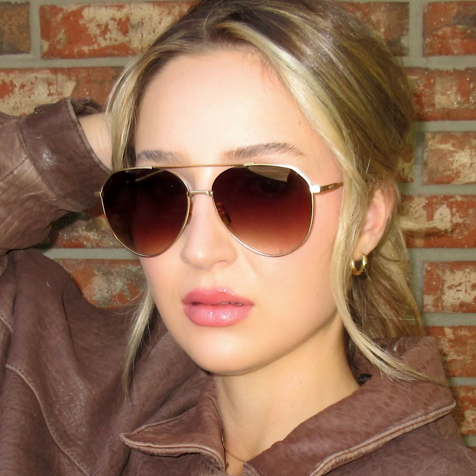 DASH - BRUSHED GOLD + COFFEE GRADIENT SUNGLASSES - Image 7