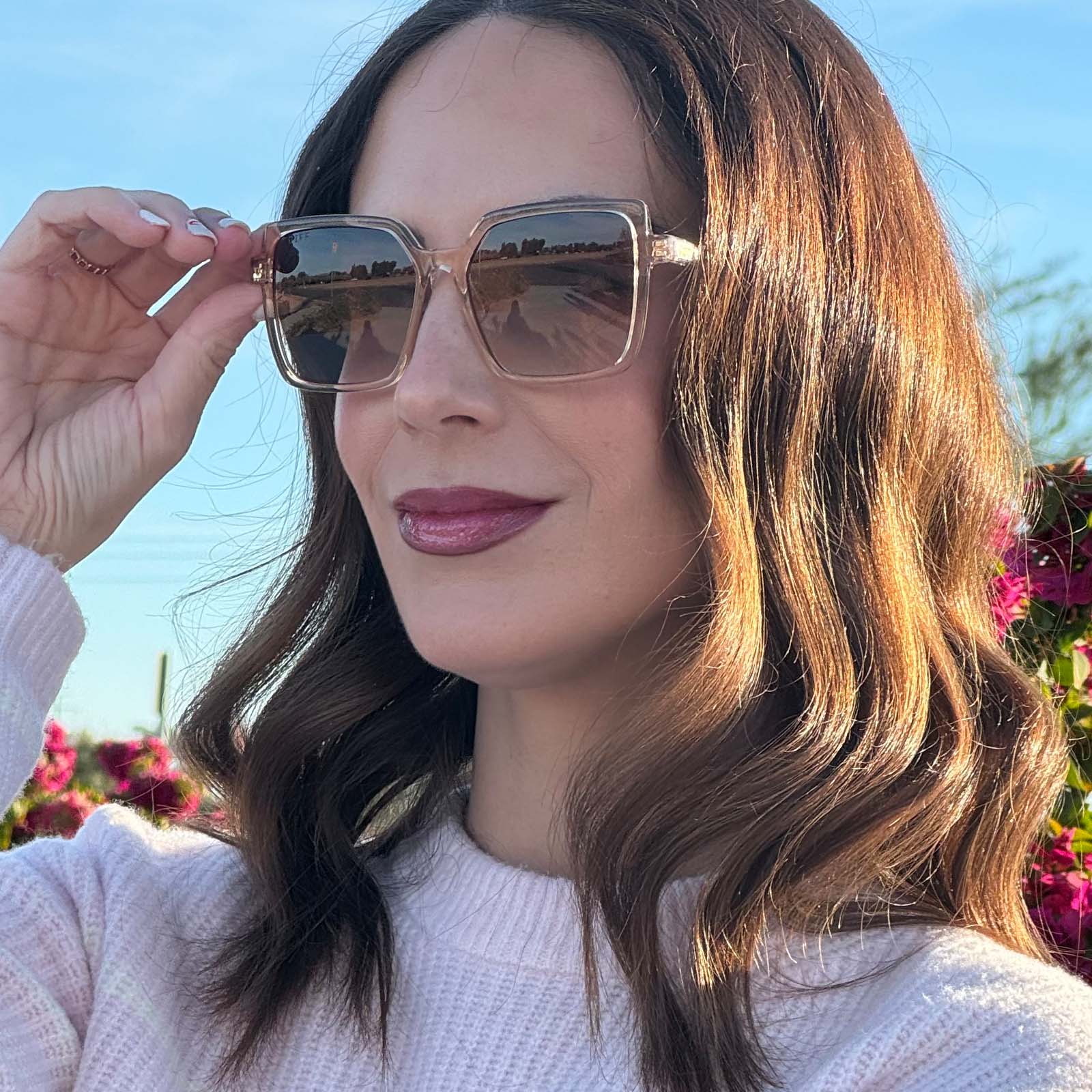 ESME - VINTAGE ROSE CRYSTAL + BROWN GRADIENT SUNGLASSES - Image 9