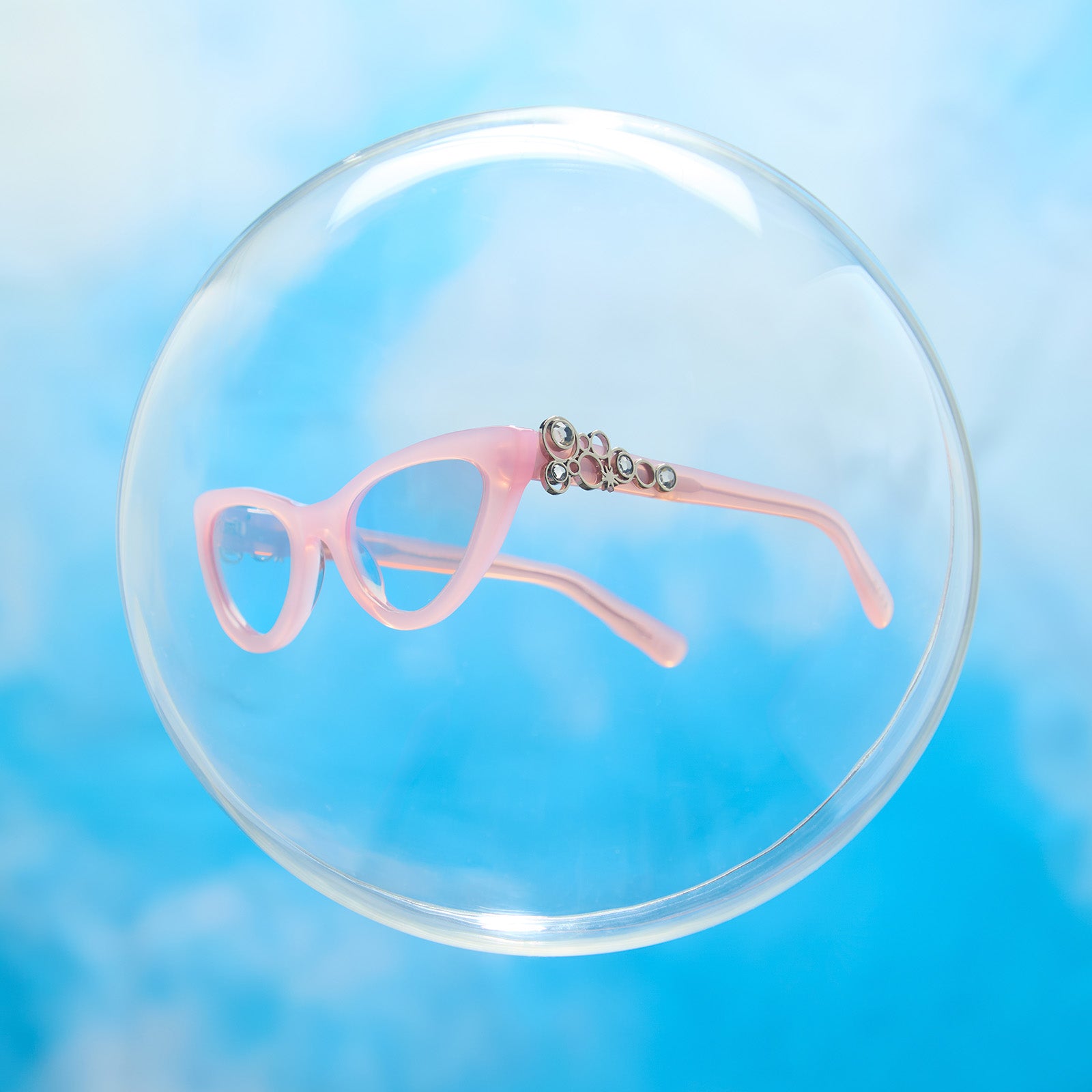 GLINDA UPLAND FOR GOOD - GLASSY PINK CRYSTAL + SILVER FLASH SUNGLASSES - Image 5