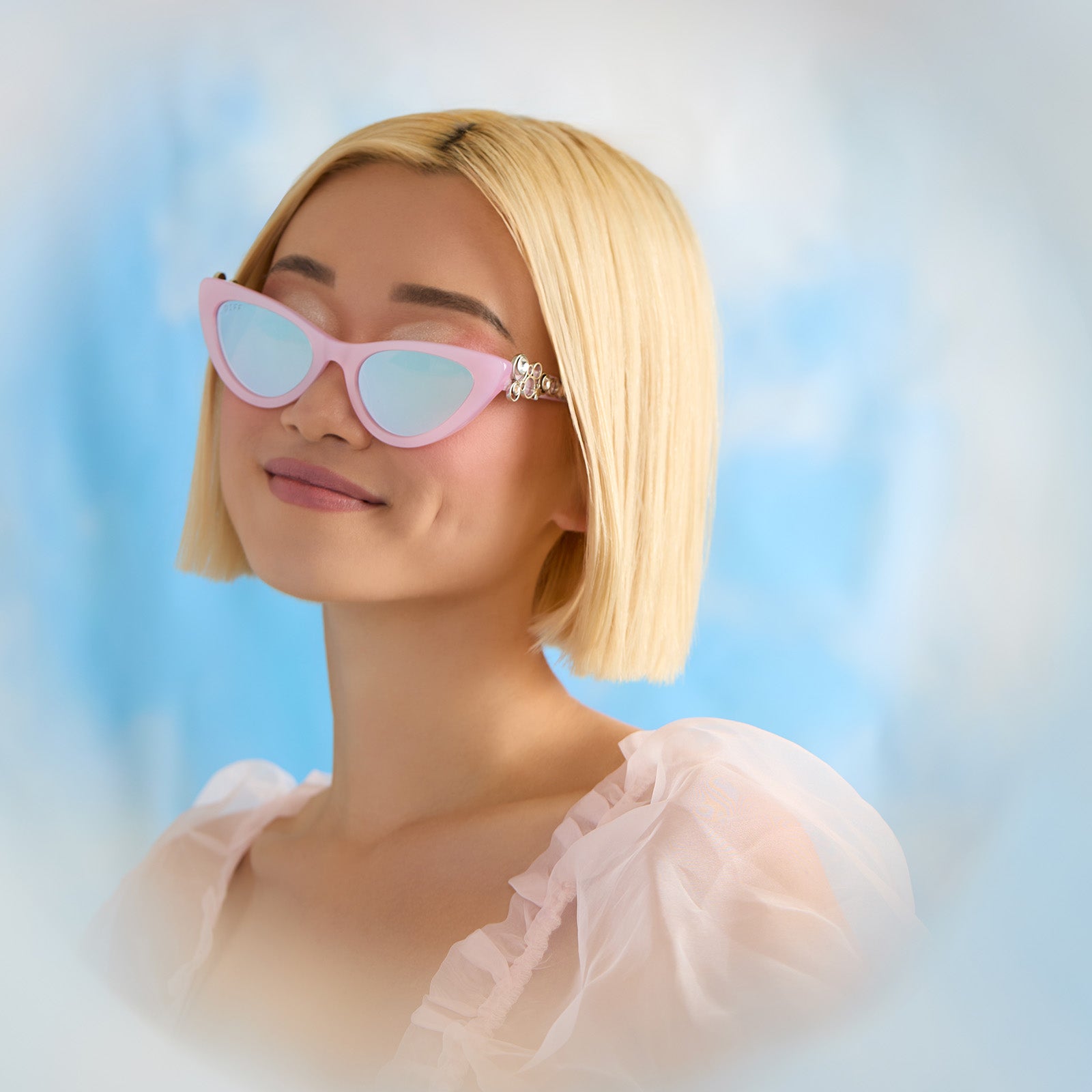GLINDA UPLAND FOR GOOD - GLASSY PINK CRYSTAL + SILVER FLASH SUNGLASSES - Image 8