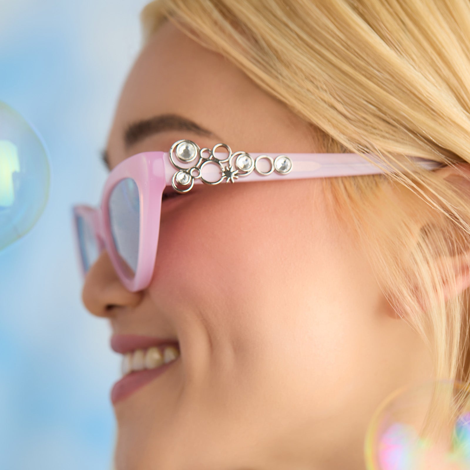 GLINDA UPLAND FOR GOOD - GLASSY PINK CRYSTAL + SILVER FLASH SUNGLASSES - Image 10