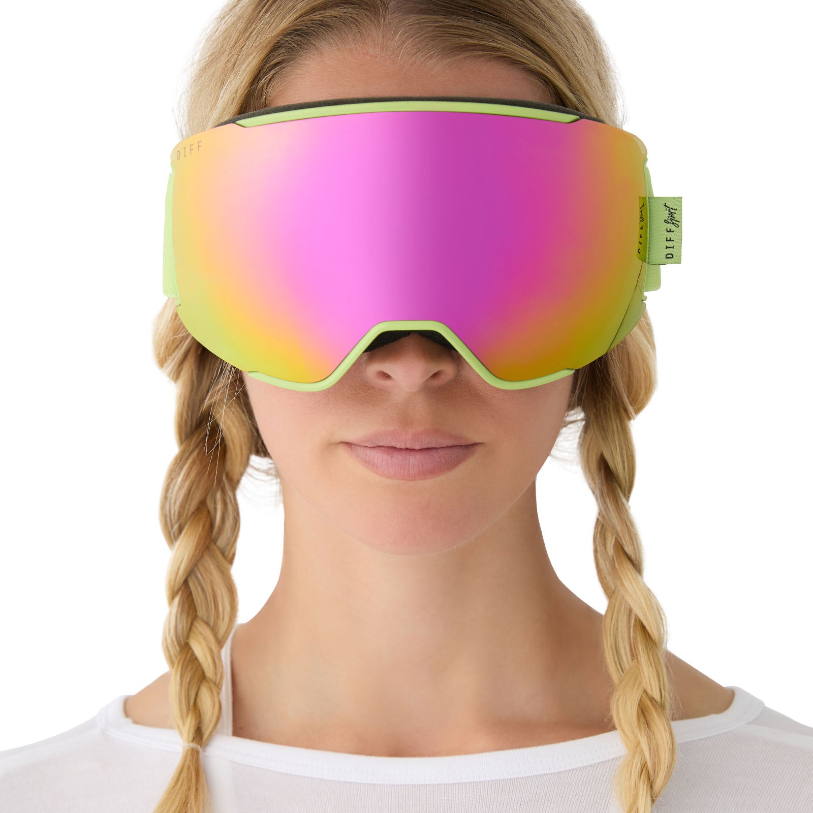 SNOW GOGGLES - ALPINE + LIME GREEN + HOT PINK MIRROR + POLARIZED GOGGLES & FREE GLACIER GREY LENS - Image 9