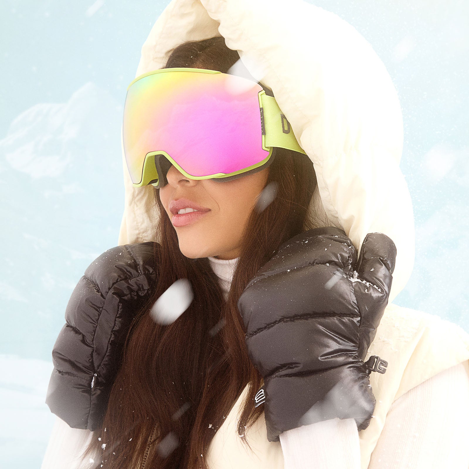 SNOW GOGGLES - ALPINE + LIME GREEN + HOT PINK MIRROR + POLARIZED GOGGLES & FREE GLACIER GREY LENS - Image 5