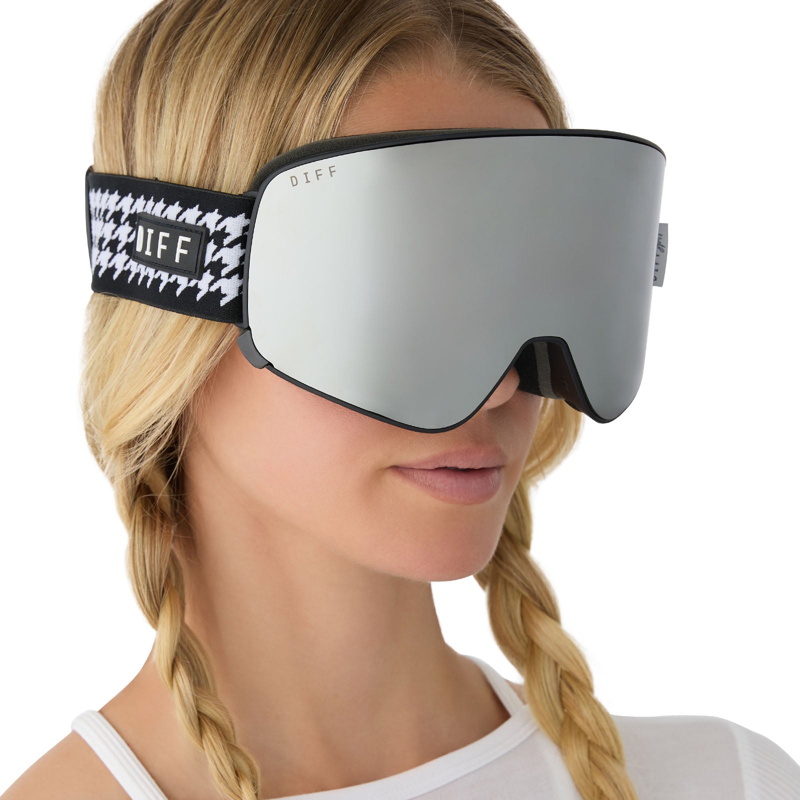 SNOW GOGGLES - FROST + HOUNDSTOOTH + SILVER MIRROR + POLARIZED GOGGLES & FREE AURORA PINK LENS - Image 9