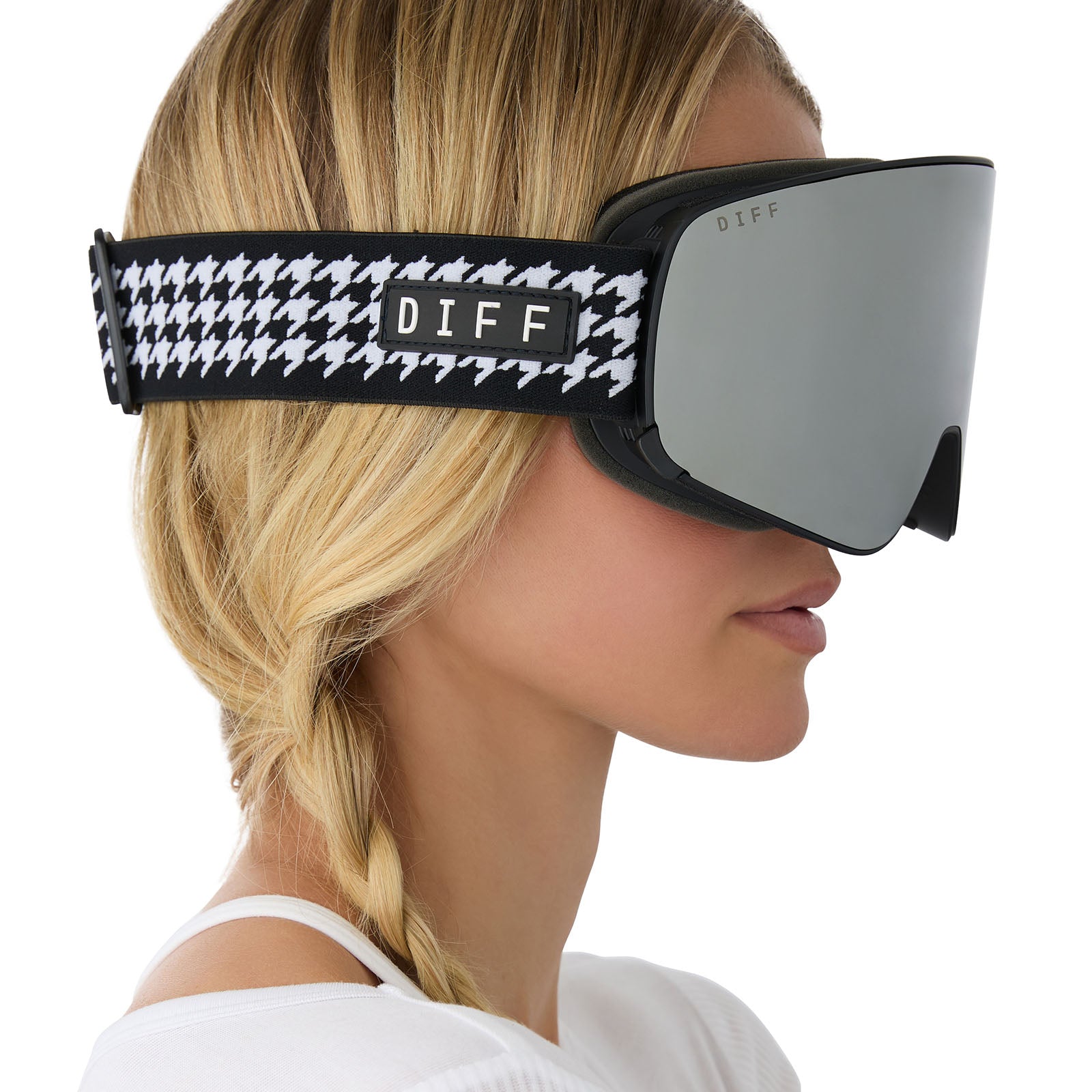 SNOW GOGGLES - FROST + HOUNDSTOOTH + SILVER MIRROR + POLARIZED GOGGLES & FREE AURORA PINK LENS - Image 11