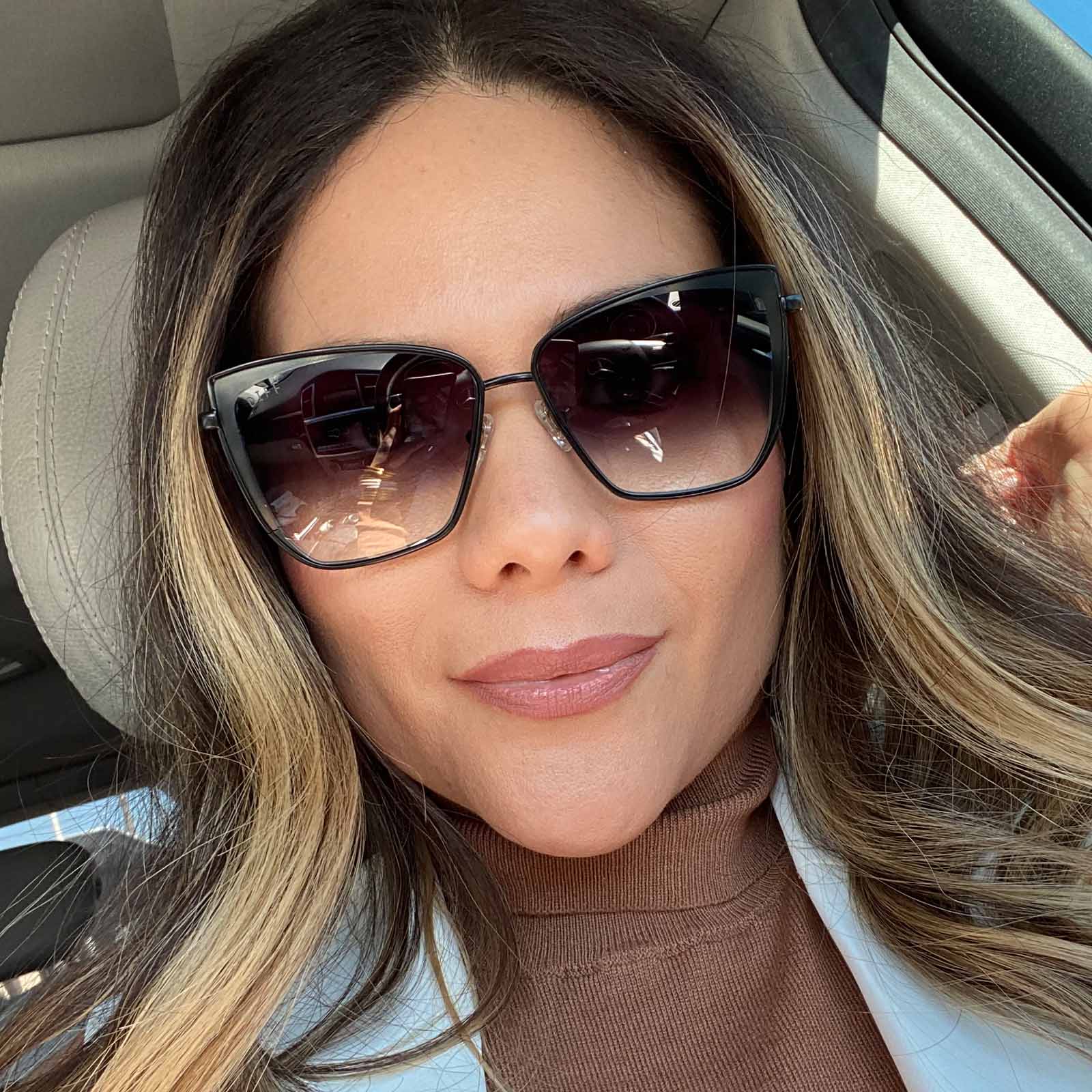 GRACE - MATTE BLACK + GREY GRADIENT SHARP SUNGLASSES - Image 8