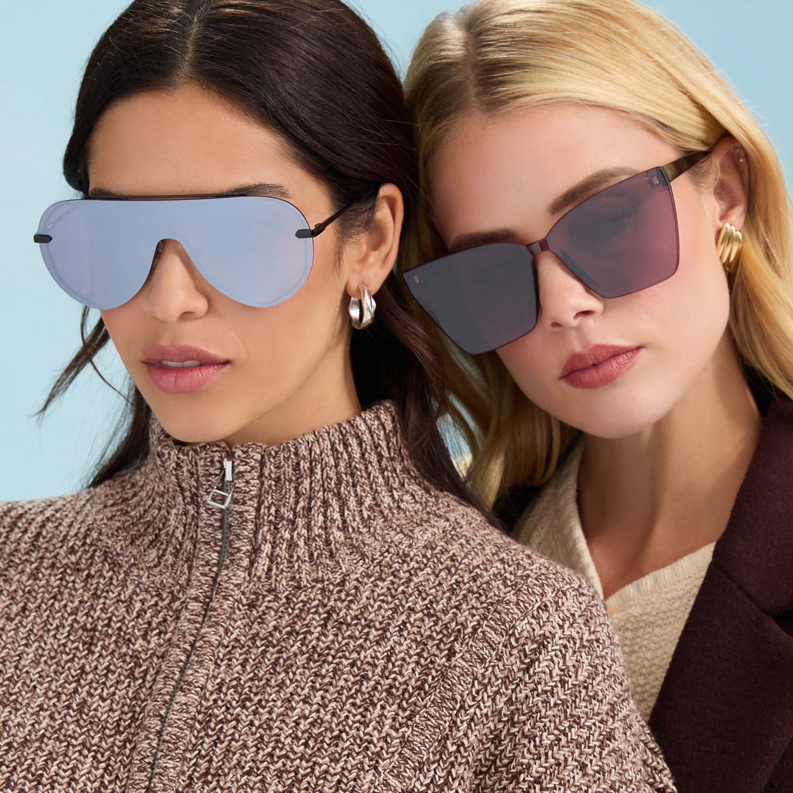 GOLDIE - BLACK + AUBERGINE W SILVER FLASH SUNGLASSES - Image 9