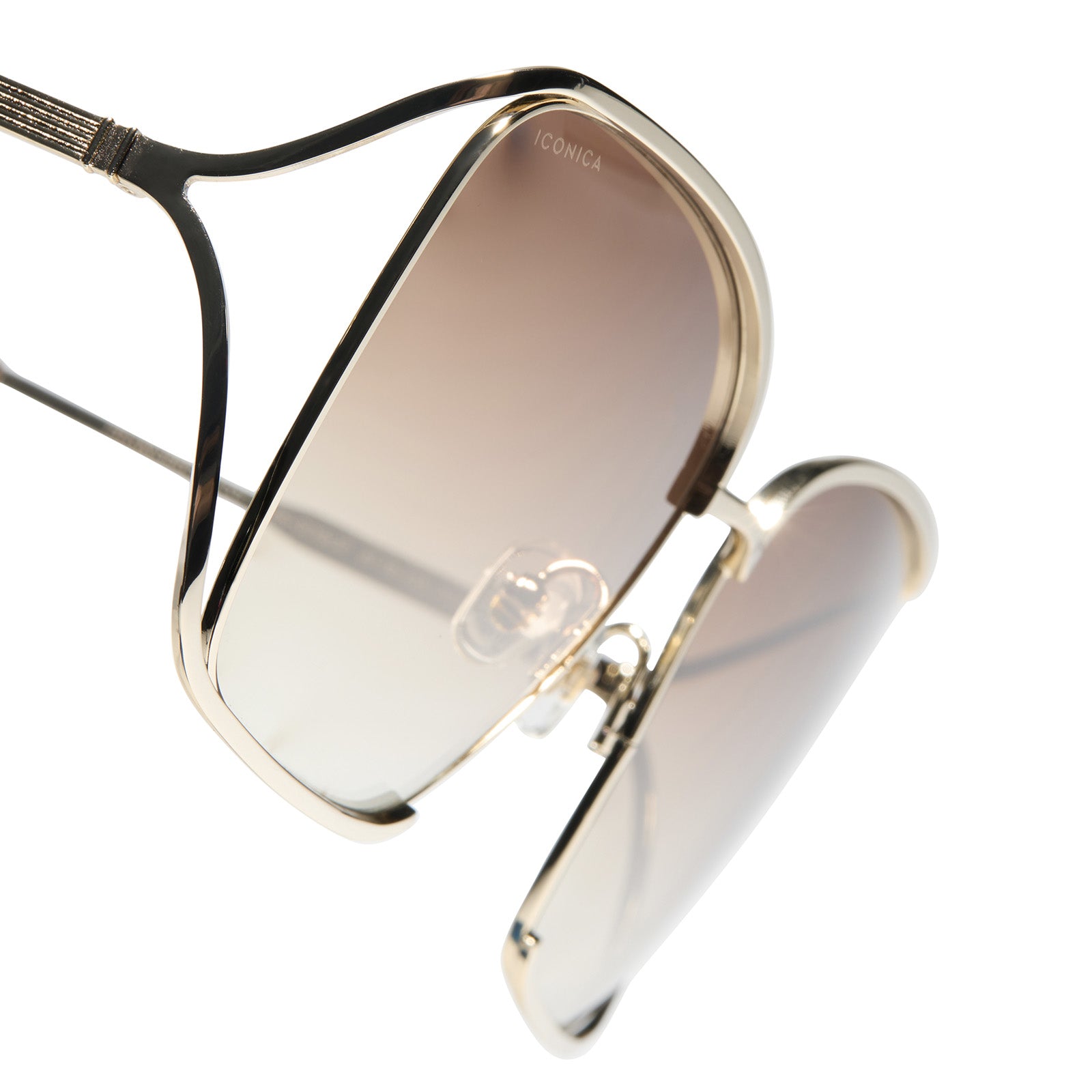 FRANCESCA - GOLD WITH DARK TORTOISE + BROWN GRADIENT POLARIZED SUNGLASSES - Image 4