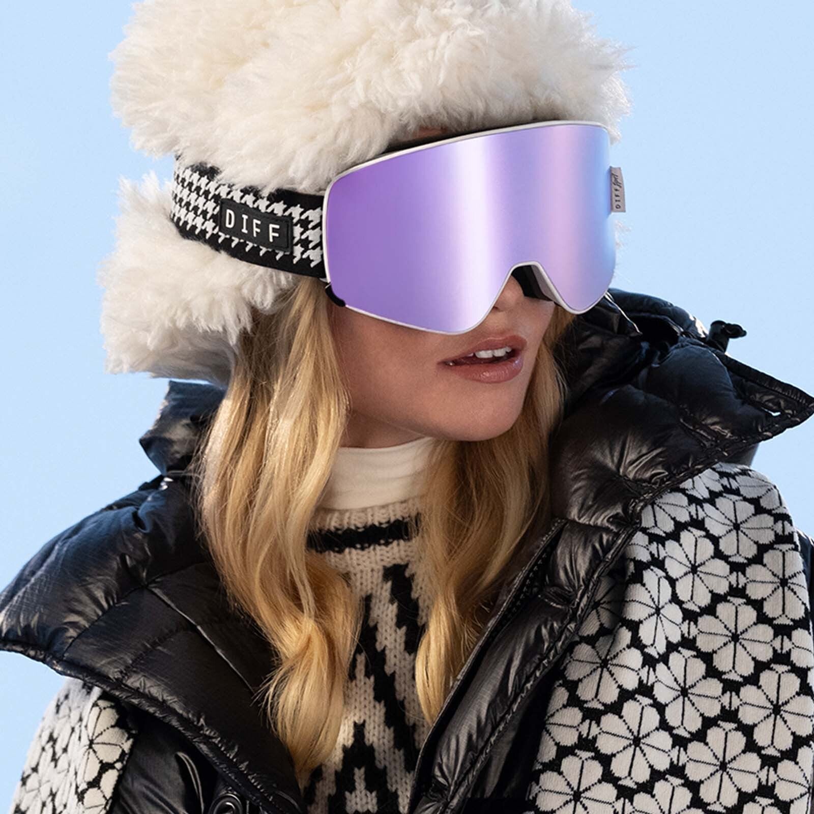 SNOW GOGGLES - FROST + HOUNDSTOOTH + LILAC MIRROR + POLARIZED GOGGLES & FREE AURORA PINK LENS - Image 5