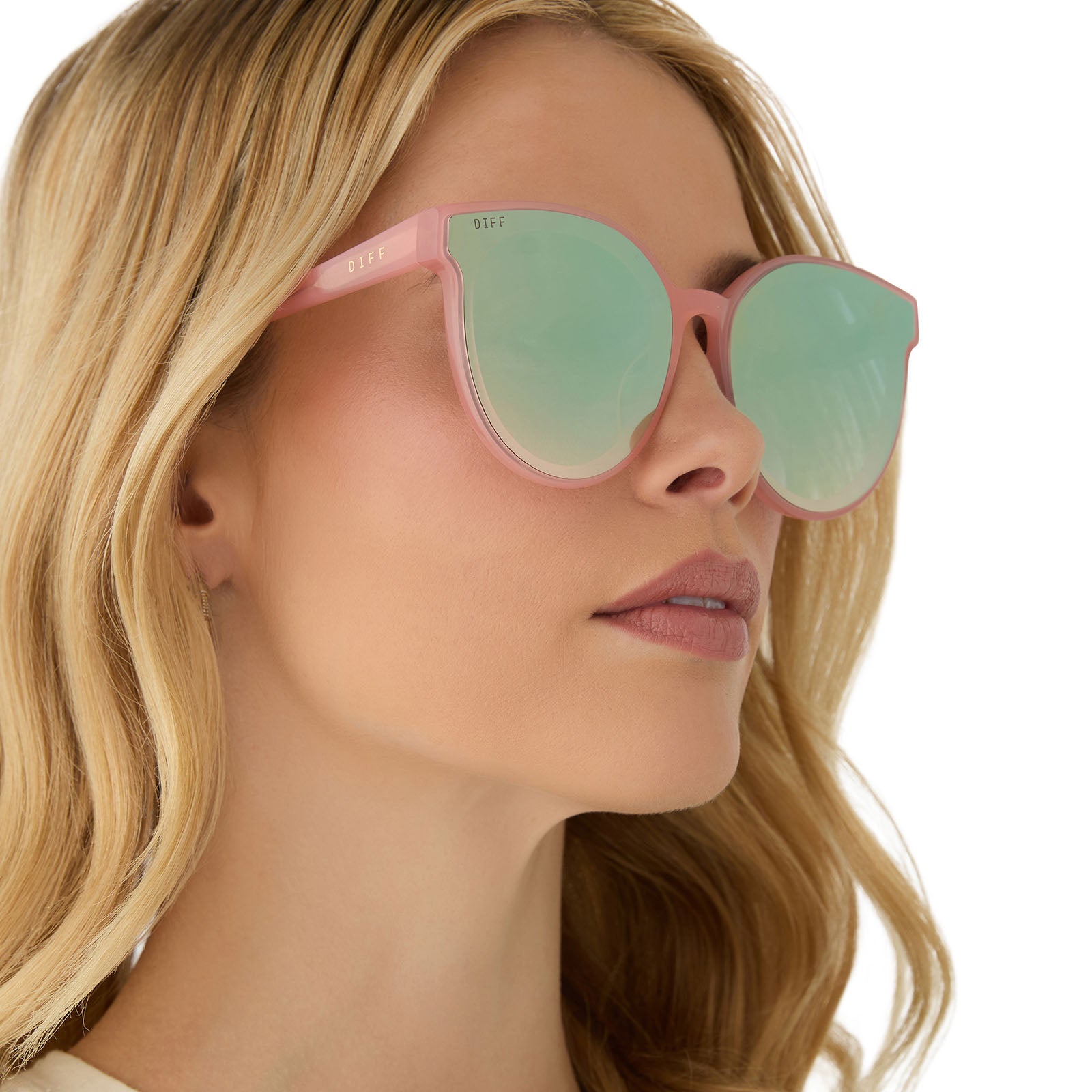 GEMMA - PEACH + COOL MATCHA GRADIENT MIRROR SUNGLASSES - Image 3