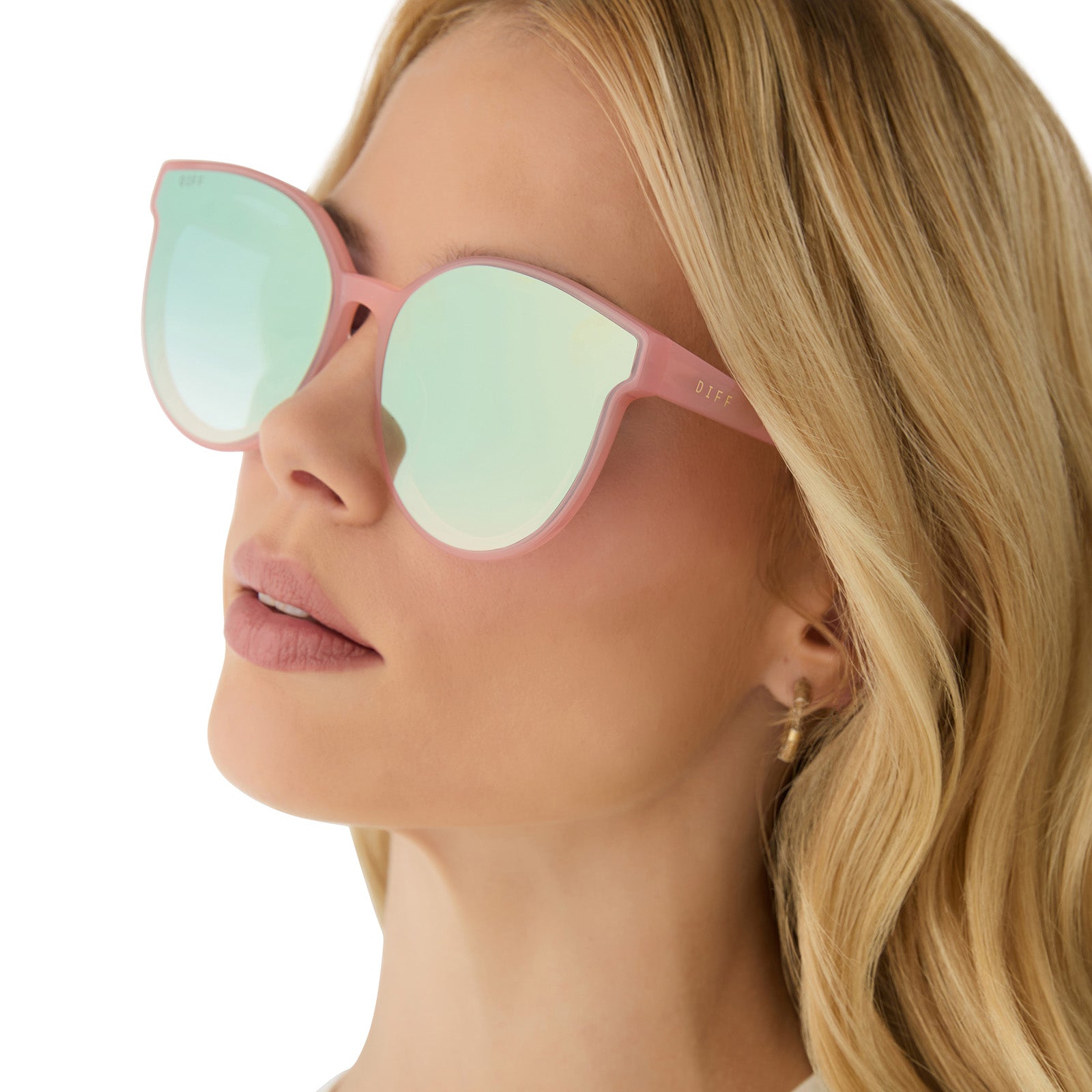 GEMMA - PEACH + COOL MATCHA GRADIENT MIRROR SUNGLASSES - Image 6