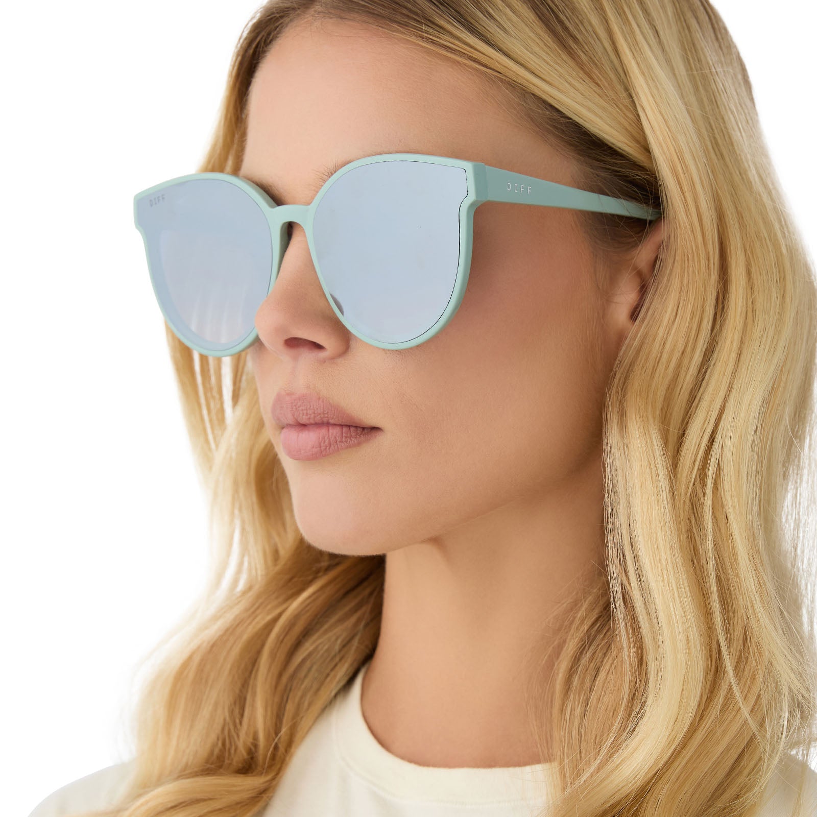 GEMMA - STEEL TEAL + GREY GRADIENT WITH SILVER FLASH SUNGLASSES - Image 5