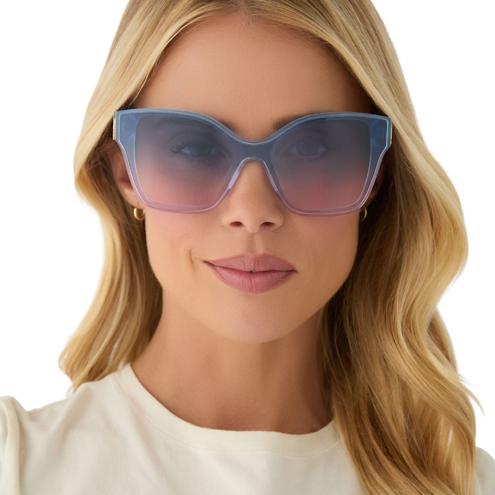 GLINDA UPLAND BUTTERFLY - IRIDESCENT PASTEL BLUE + LAVENDER + OPALESCENT GRADIENT PINK SUNGLASSES - Image 12