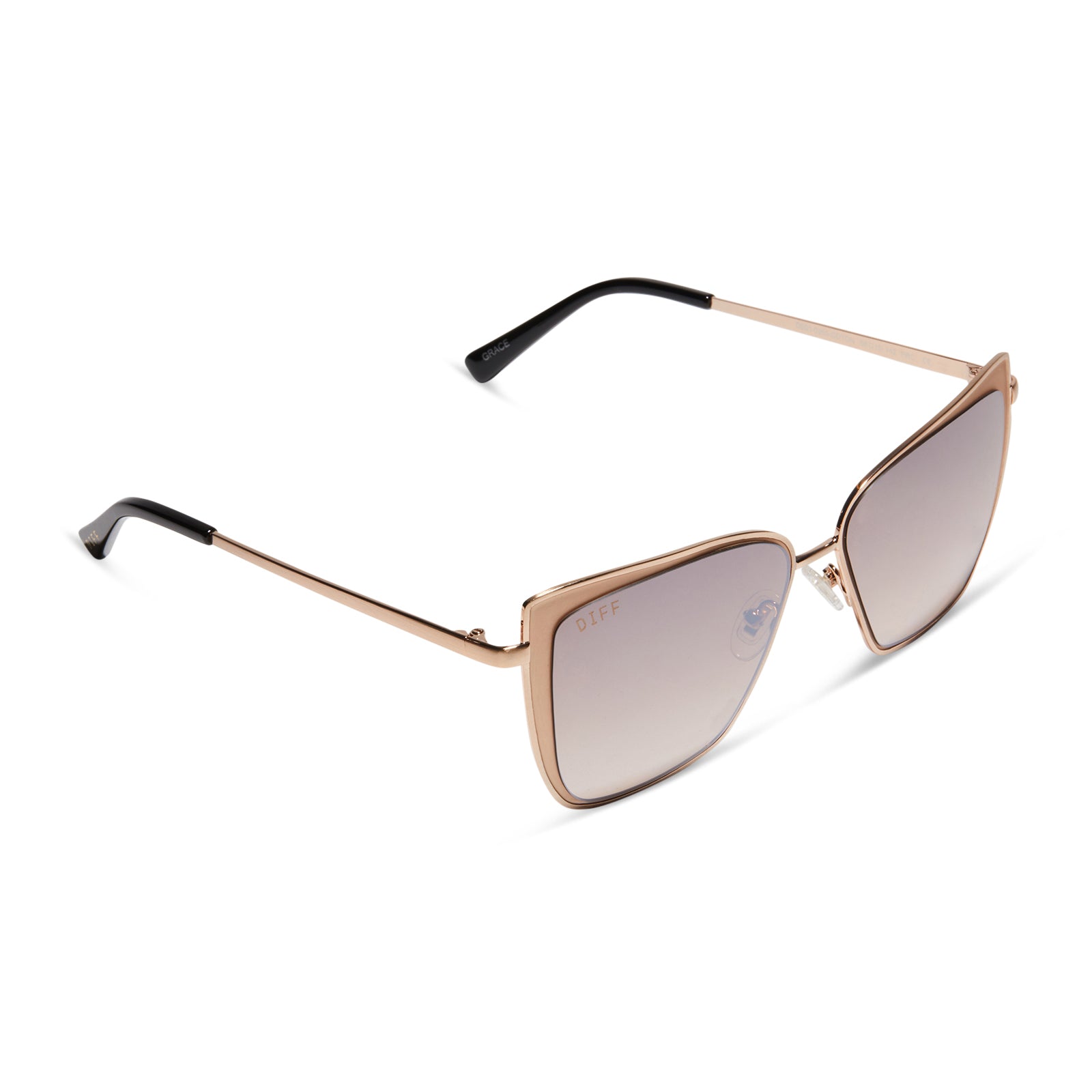 GRACE - GOLD + TAUPE ROSE MIRROR SUNGLASSES - Image 2