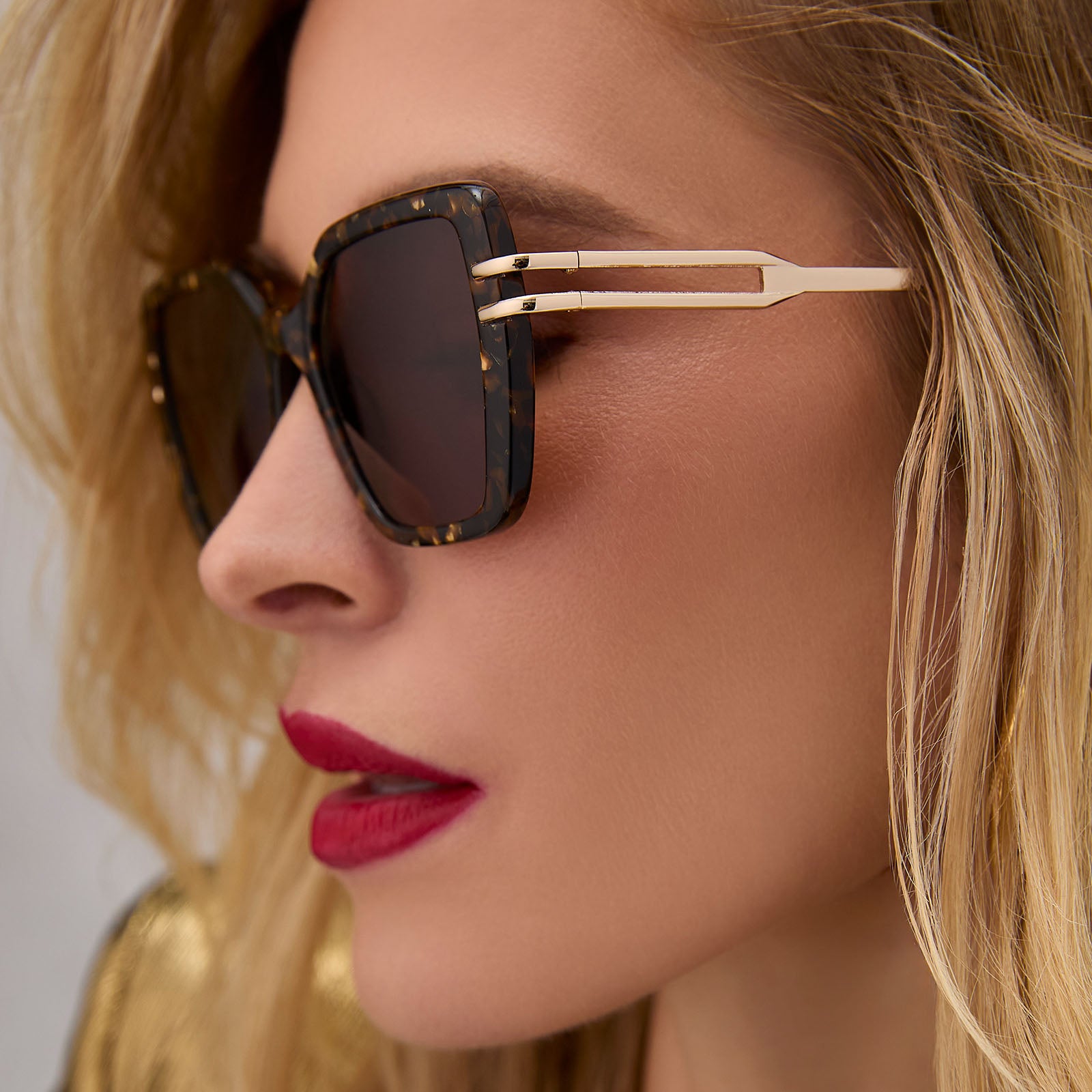 DASHA - GLITTER TORTOISE + BROWN SUNGLASSES - Image 8