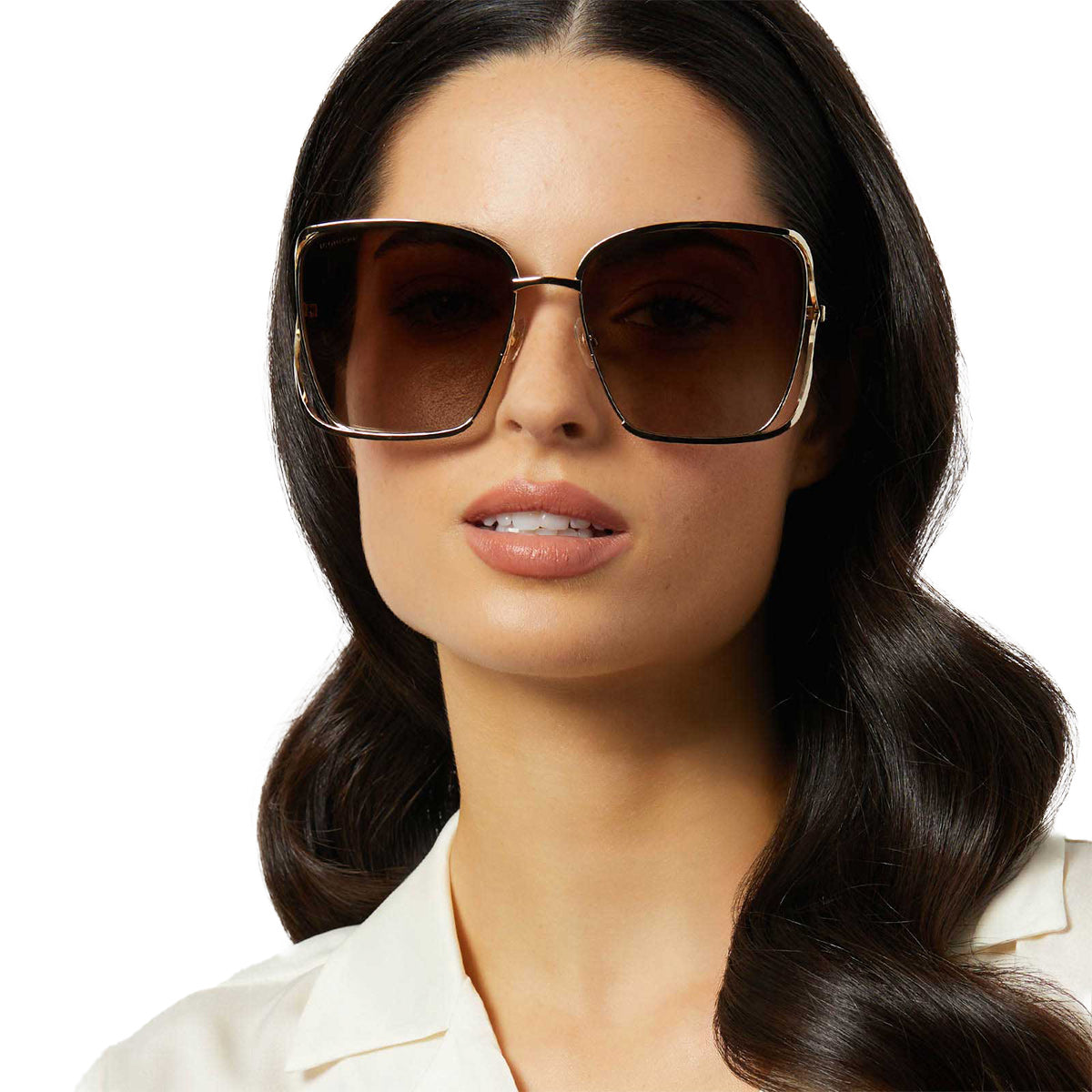 FRANCESCA - GOLD WITH DARK TORTOISE + BROWN GRADIENT POLARIZED SUNGLASSES - Image 8