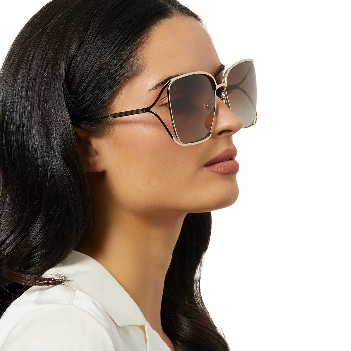 FRANCESCA - GOLD WITH DARK TORTOISE + BROWN GRADIENT POLARIZED SUNGLASSES - Image 7