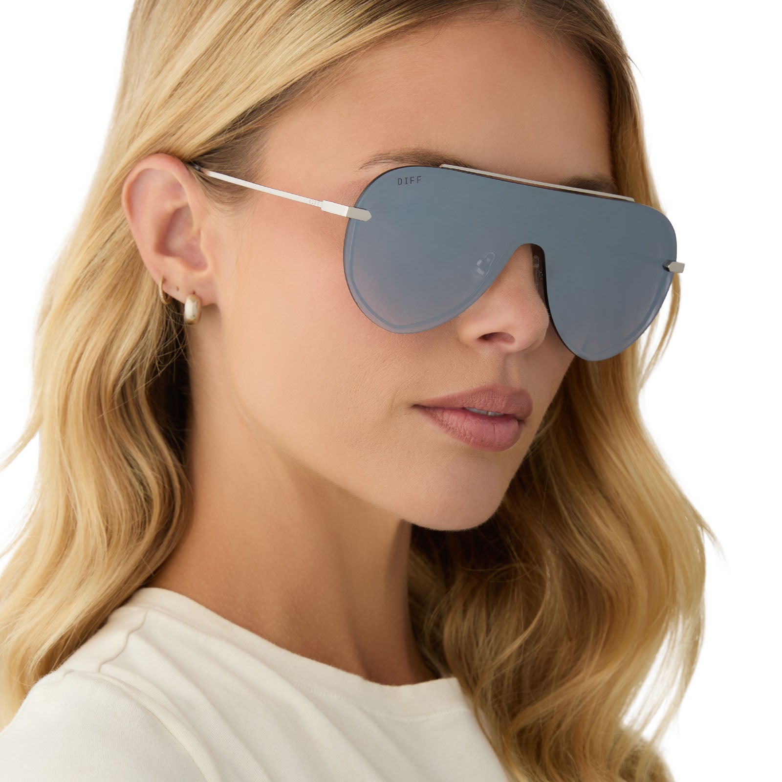 IMANI - SILVER + GREY GRADIENT WITH SILVER FLASH SUNGLASSES - Image 8