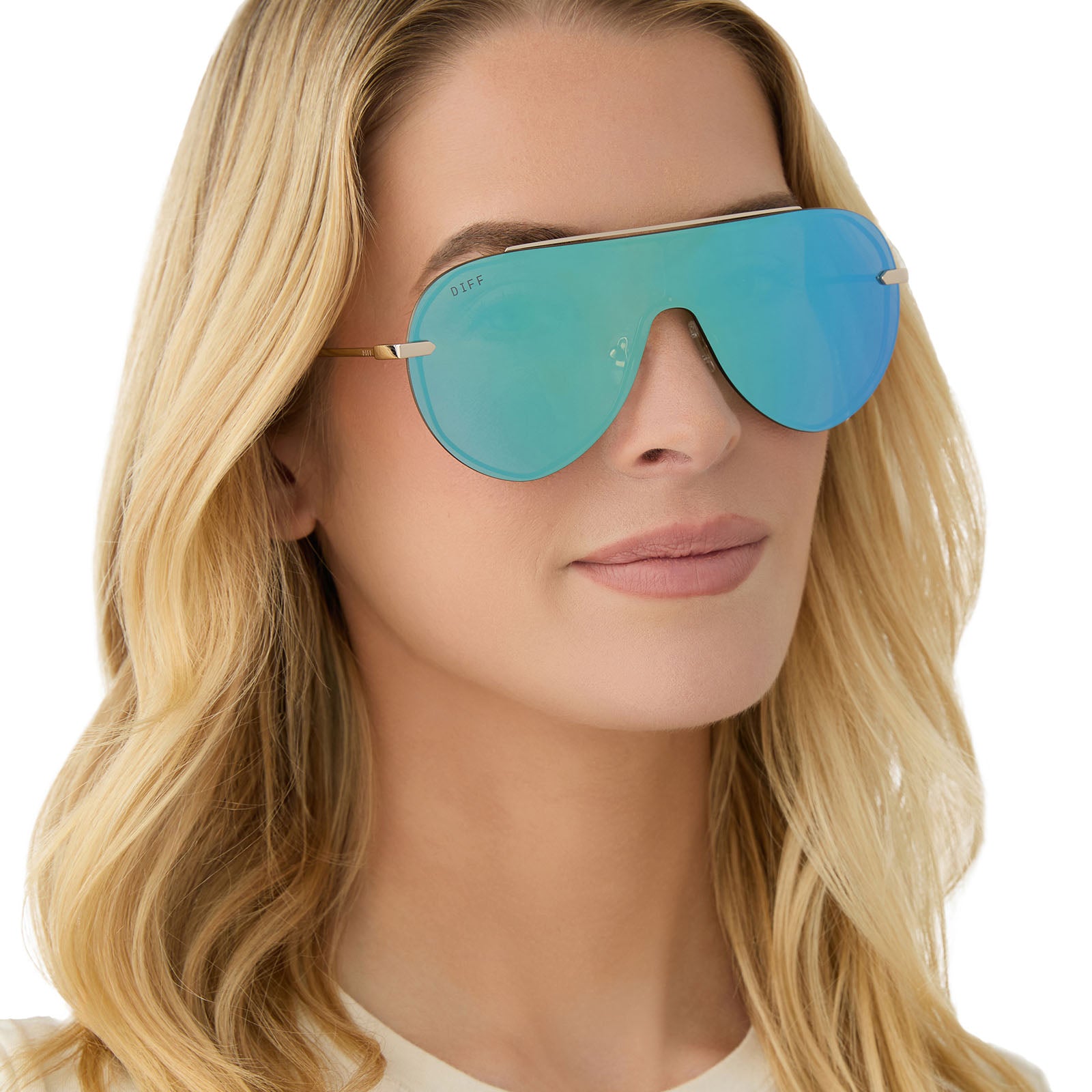 IMANI - GOLD + AQUATIC AWE MIRROR SUNGLASSES - Image 7