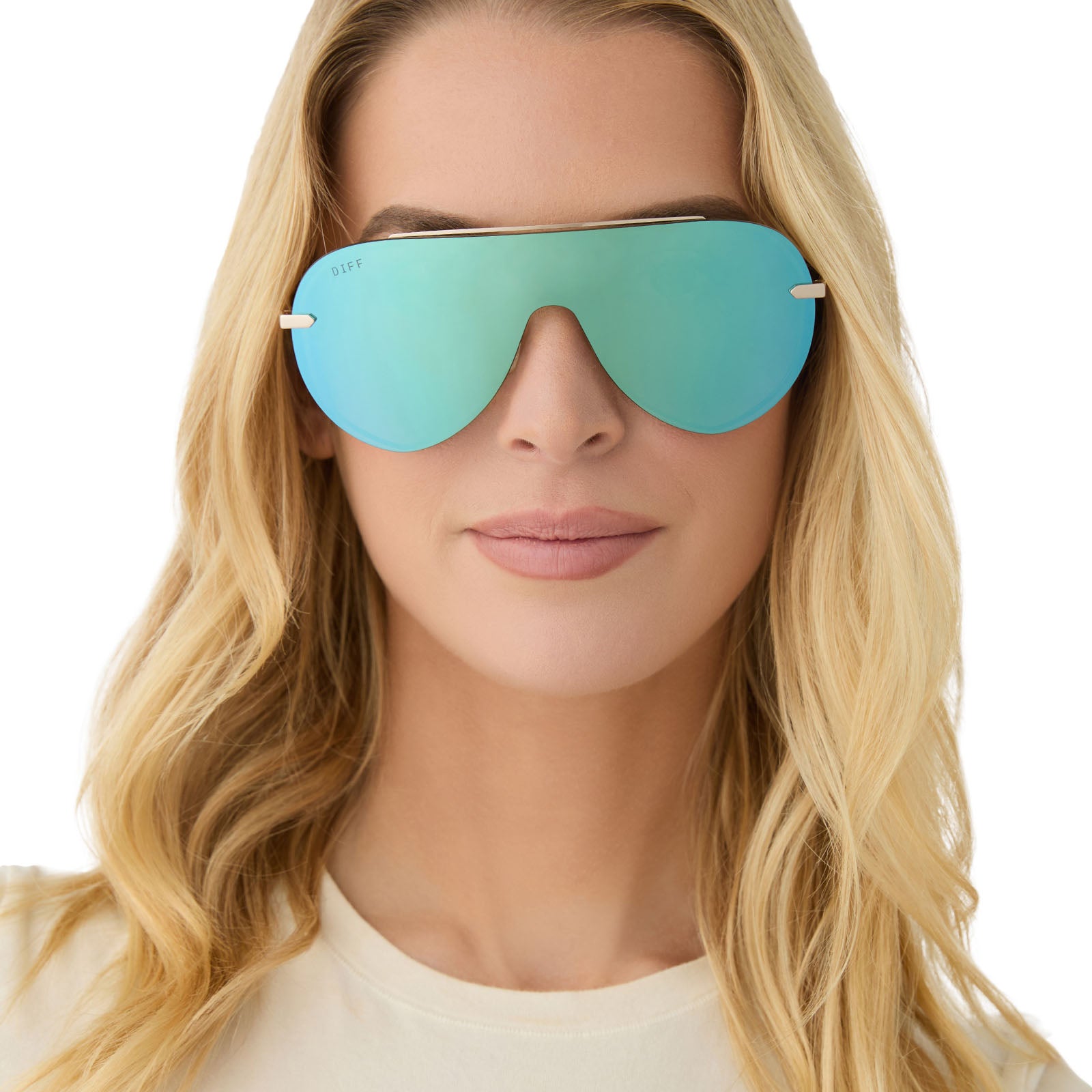 IMANI - GOLD + AQUATIC AWE MIRROR SUNGLASSES - Image 6