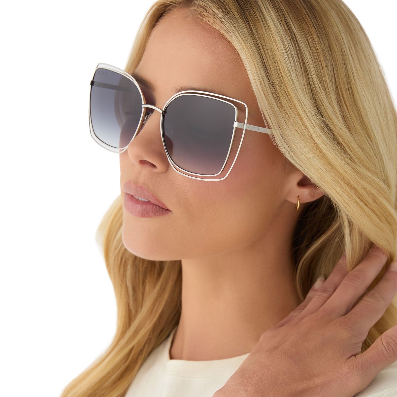 JACQUELINE - SILVER + GREY GRADIENT SUNGLASSES - Image 5