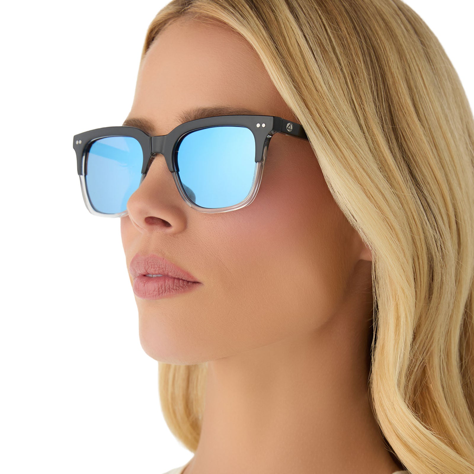 MR. FANTASTICâ„¢ - RETRO BLACK TO CLEAR GRADIENT + QUANTUM BLUE MIRROR + POLARIZED SUNGLASSES - Image 10