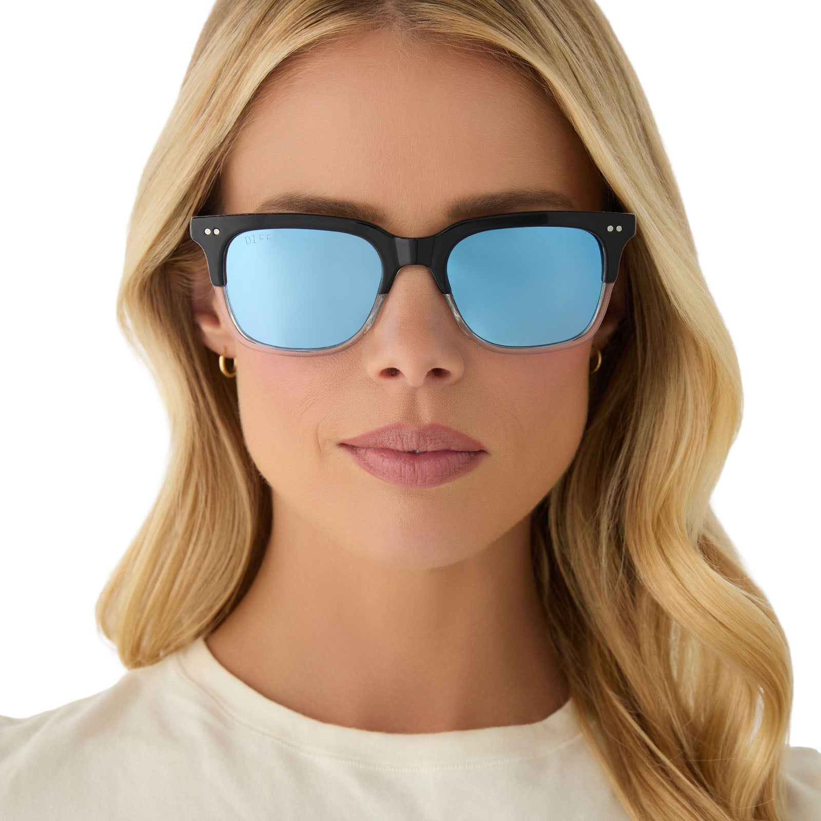 MR. FANTASTICâ„¢ - RETRO BLACK TO CLEAR GRADIENT + QUANTUM BLUE MIRROR + POLARIZED SUNGLASSES - Image 8