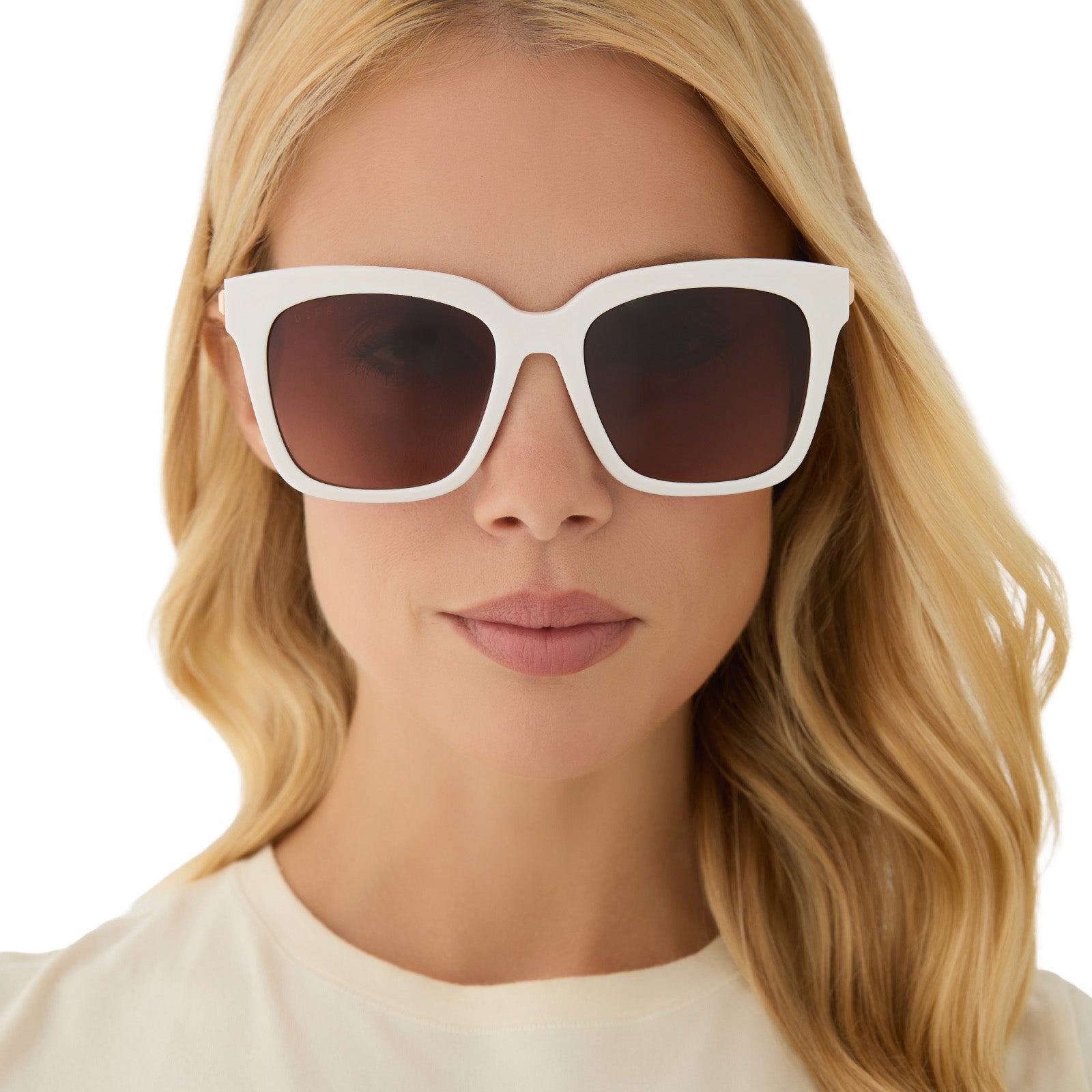 BELLA - WHITE CLOUD + BROWN GRADIENT SUNGLASSES - Image 5