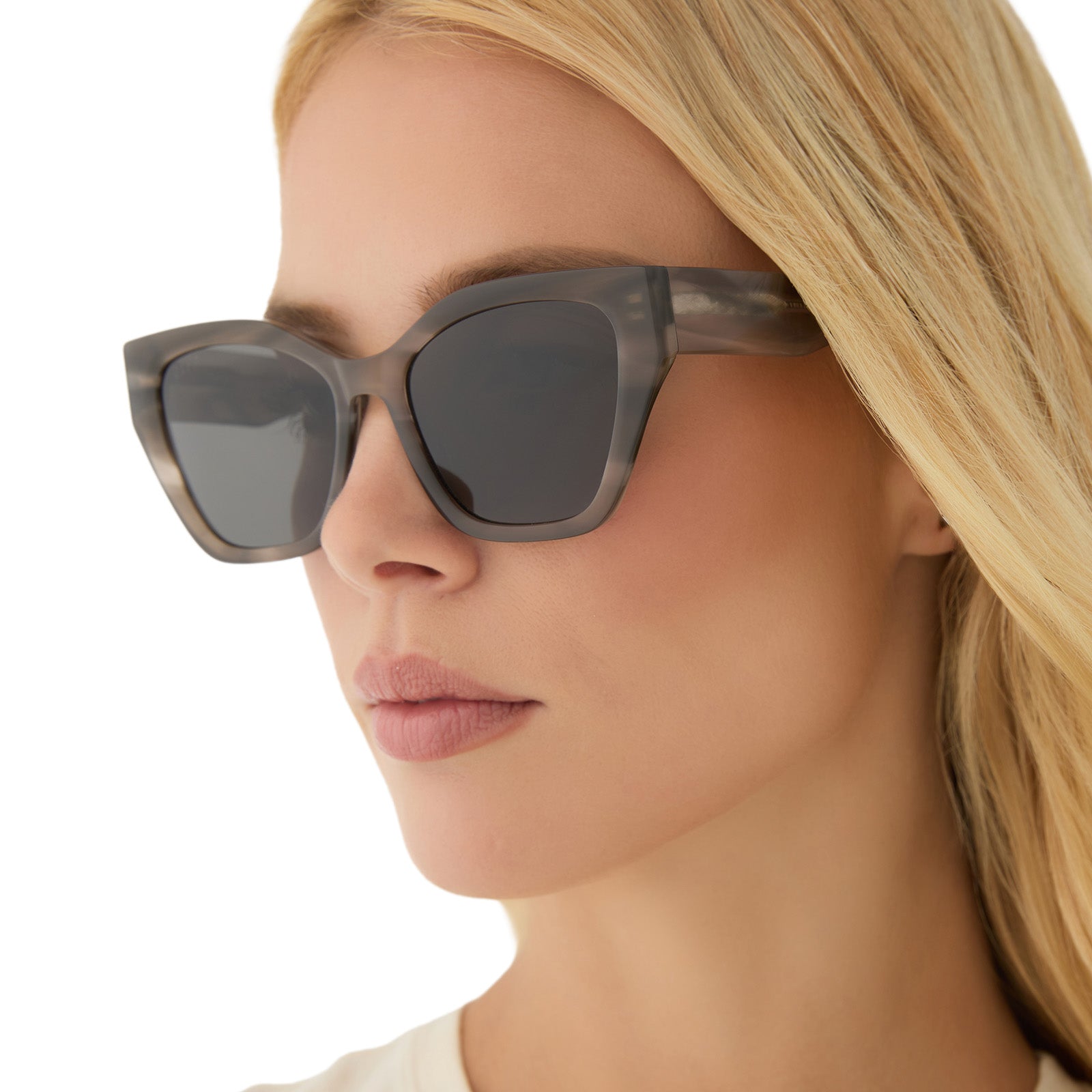 EVIE - SMOKE MARBLE + GREY GRADIENT SUNGLASSES - Image 7