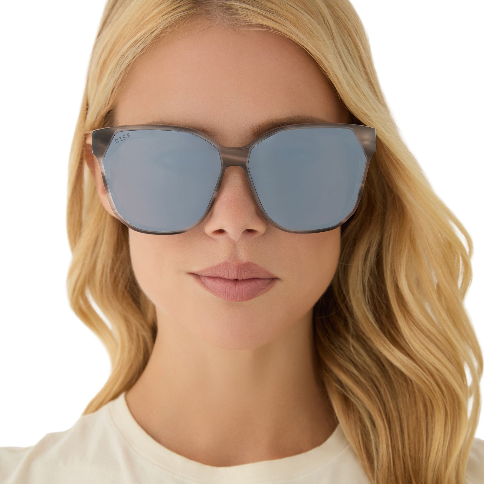 GIA - SMOKE MARBLE + GREY + SILVER FLASH SUNGLASSES - Image 5