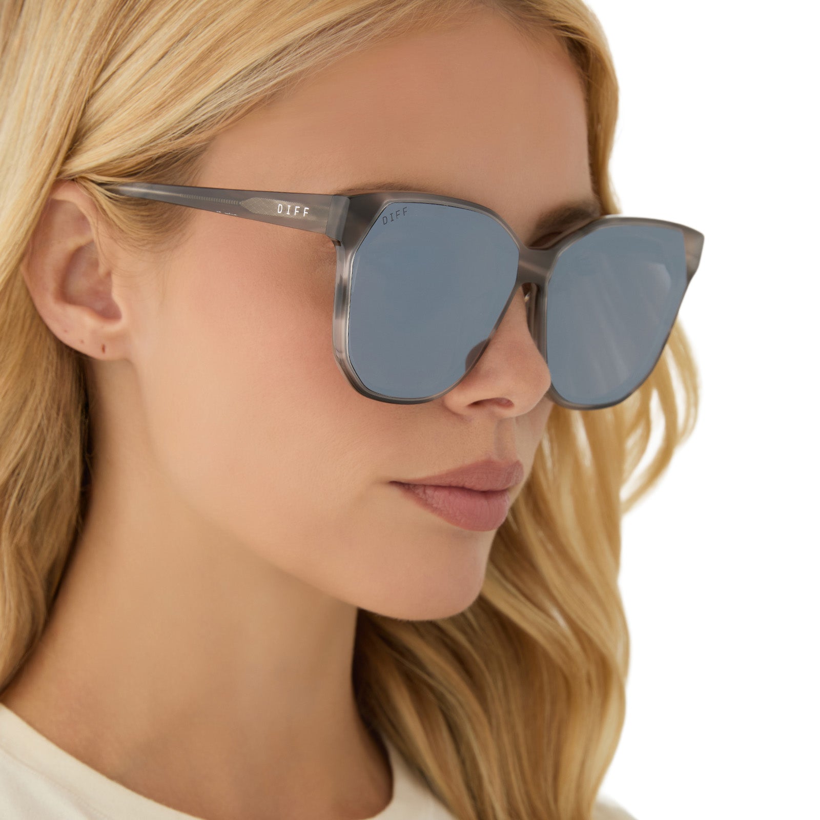 GIA - SMOKE MARBLE + GREY + SILVER FLASH SUNGLASSES - Image 6