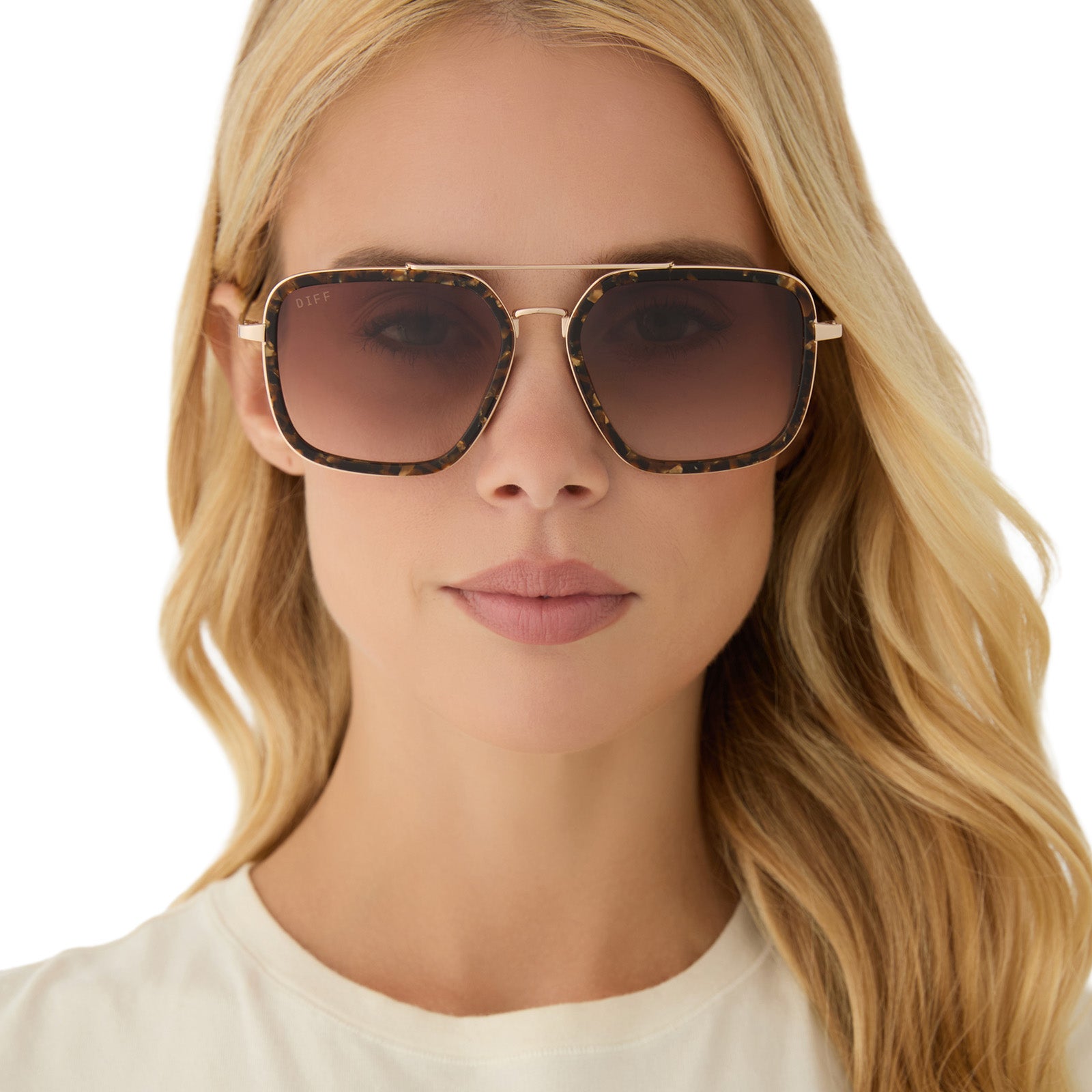 JORDAN - GLITTER TORTOISE + BROWN GRADIENT SUNGLASSES - Image 9