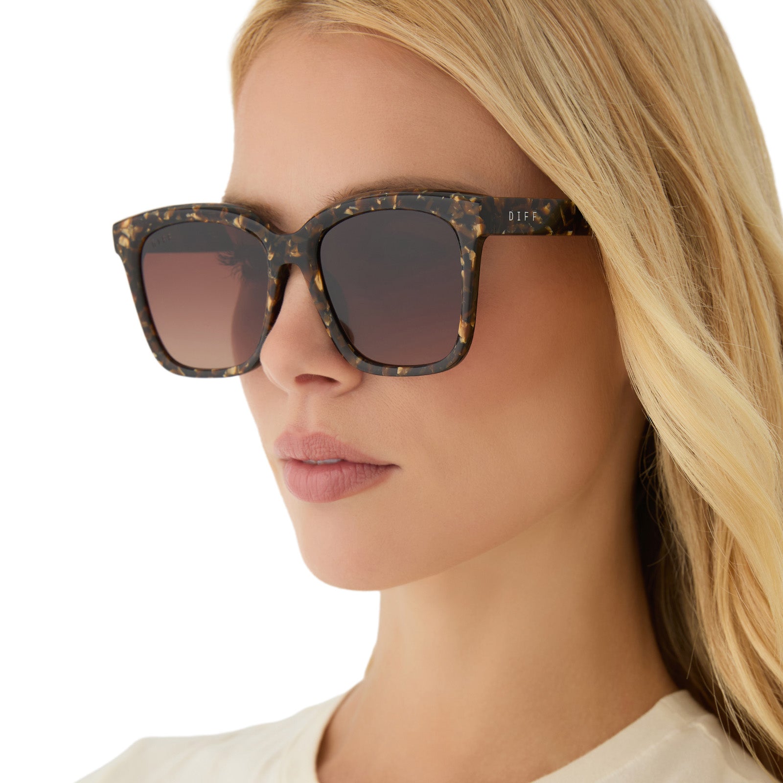MEREDITH - GLITTER TORTOISE + BROWN GRADIENT SUNGLASSES - Image 6