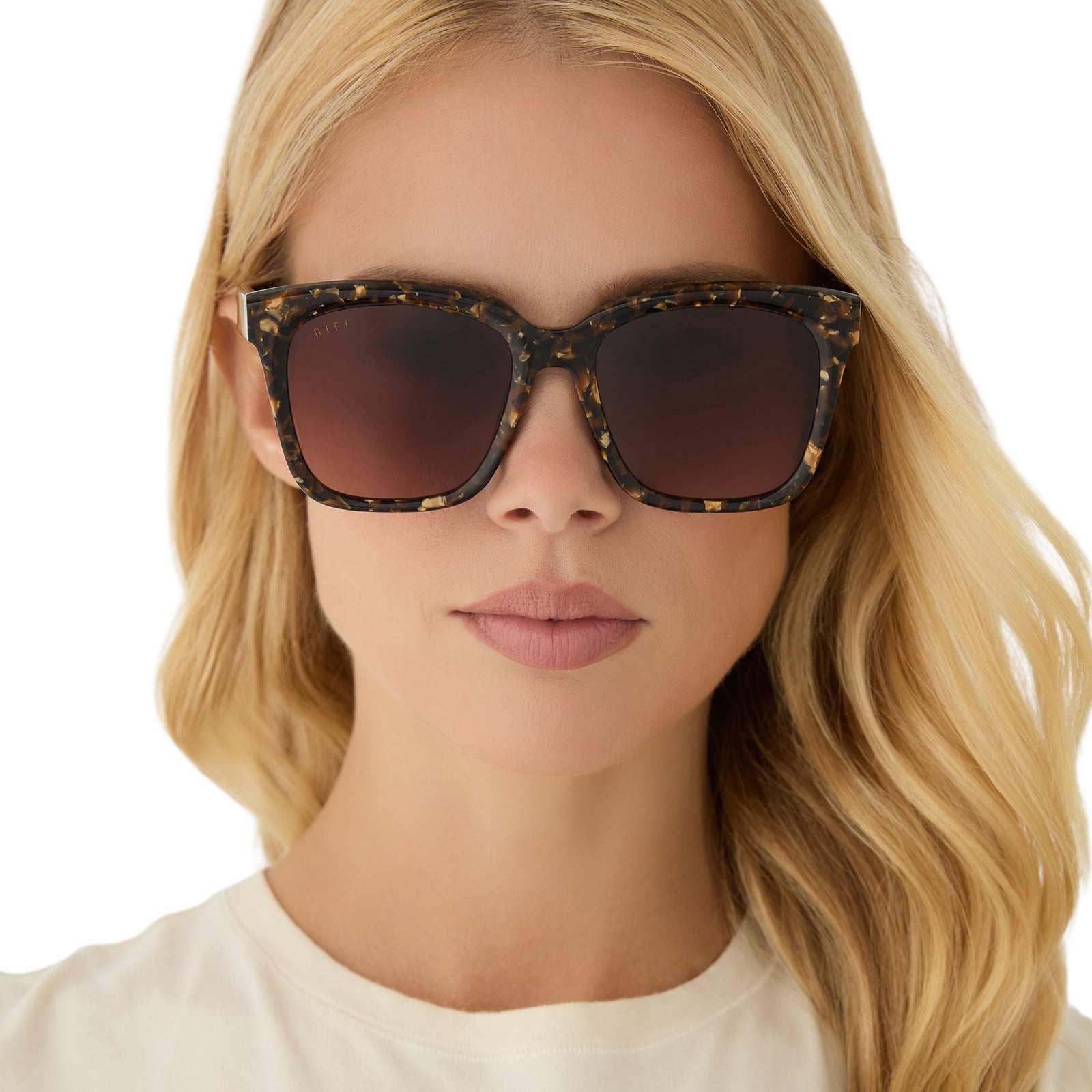 MEREDITH - GLITTER TORTOISE + BROWN GRADIENT SUNGLASSES - Image 5