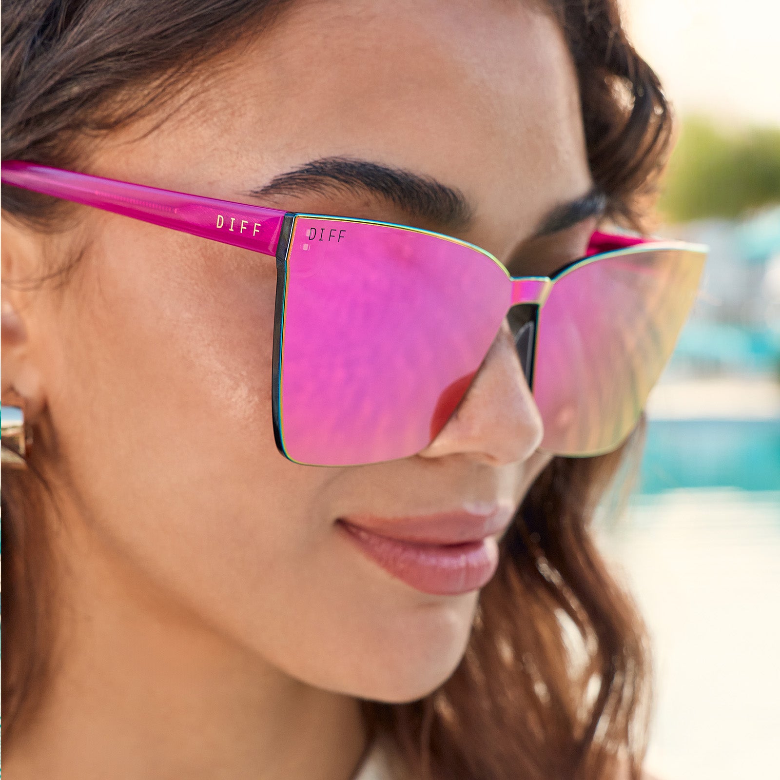 GOLDIE - BRIGHT TULIP + PINK RUSH MIRROR SUNGLASSES - Image 2