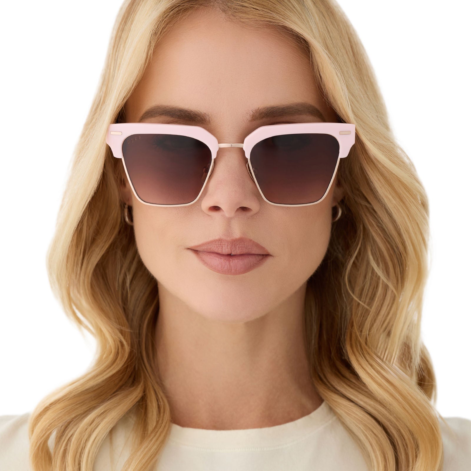 CAPRI - POWDER PINK + CHAMPAGNE + BROWN GRADIENT SUNGLASSES - Image 5