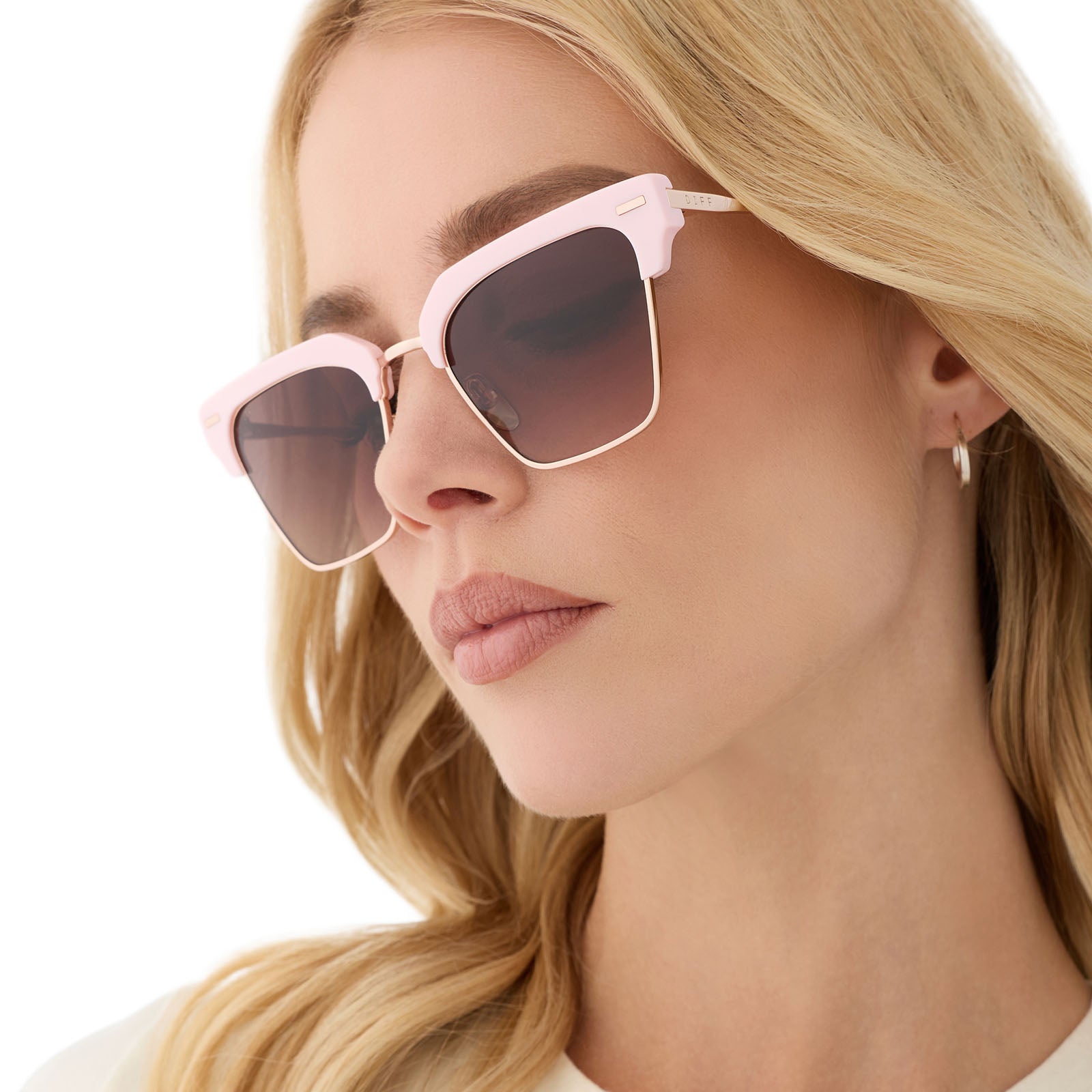 CAPRI - POWDER PINK + CHAMPAGNE + BROWN GRADIENT SUNGLASSES - Image 6